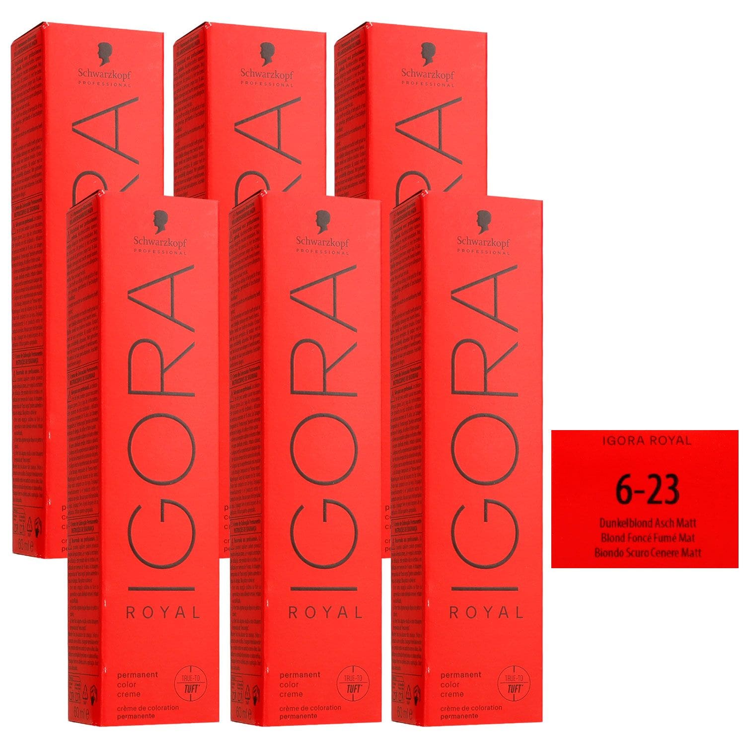 Schwarzkopf Igora Royal 6 x 60 ml 6-23 Dunkelblond Asch Matt Haarfarbe Set