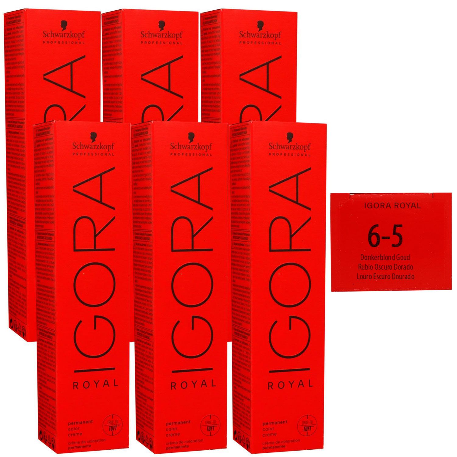 Schwarzkopf Igora Royal 6 x 60 ml 6-5 dunkelblond gold Haarfarbe Cremefarbe Set