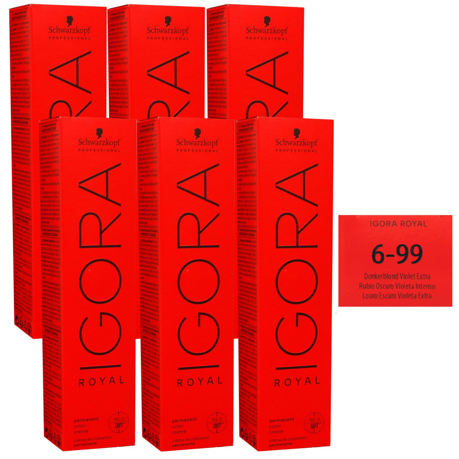 Schwarzkopf Igora Royal 6 x 60 ml 6-99 dunkelblond violett extra Haarfarbe Cremefarbe Set