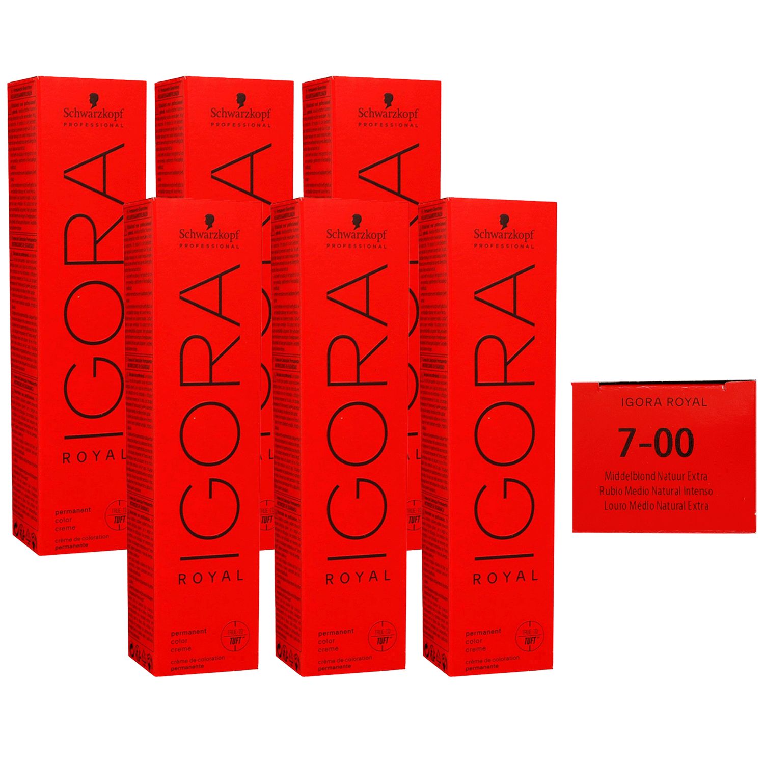 Schwarzkopf Igora Royal 6 x 60 ml 7-00 Mittelblond Natur Extra Haarfarbe Cremefarbe Set