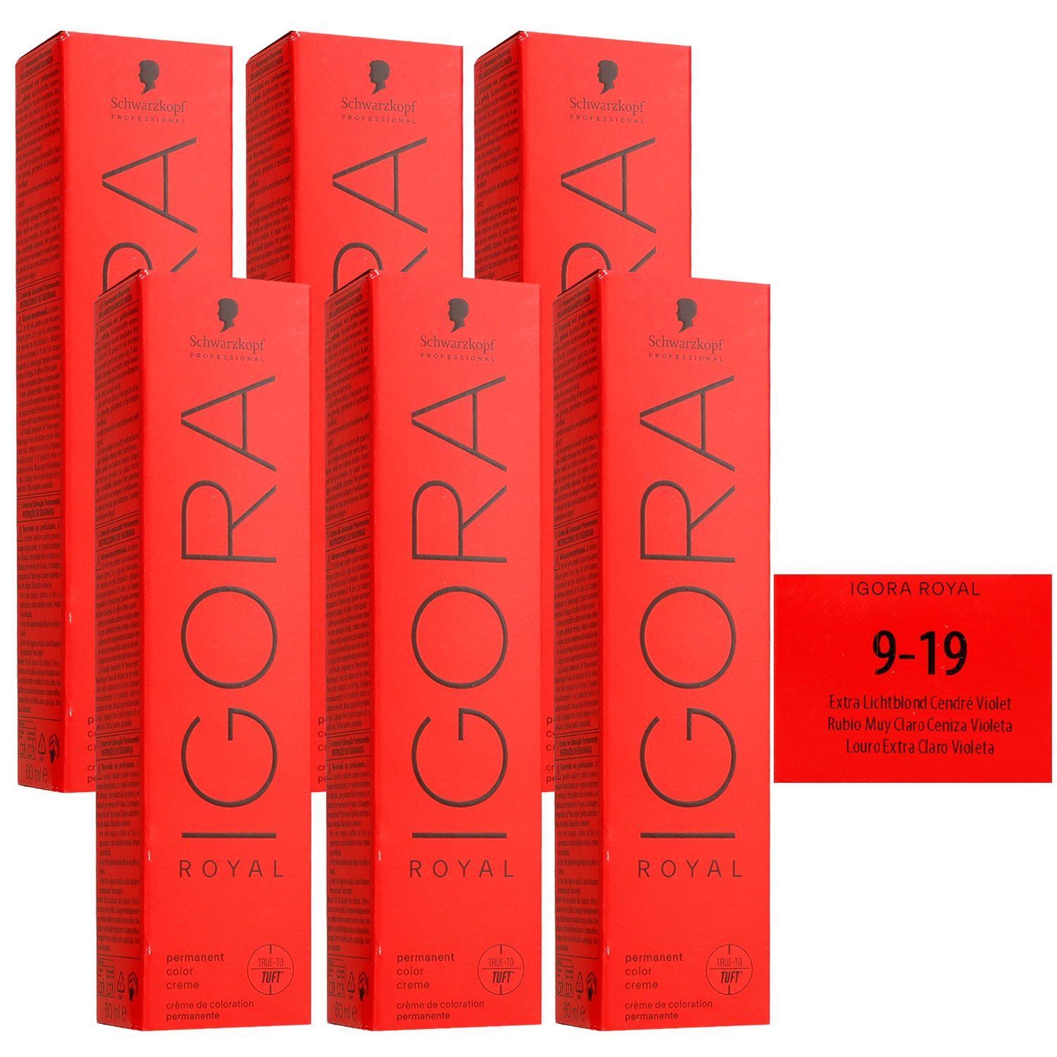 Schwarzkopf Igora Royal 6 x 60 ml 9-19 Extra Hellblond Cendre Violett Haarfarbe Set