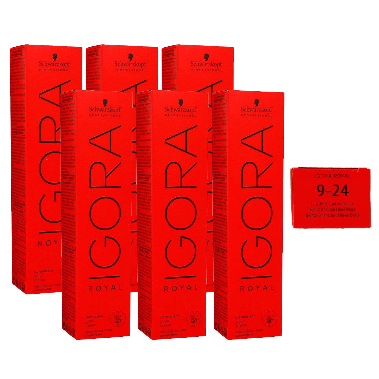 Schwarzkopf Igora Royal 6 x 60 ml 9-24 hellblond asch beige Haarfarbe Cremefarbe Set