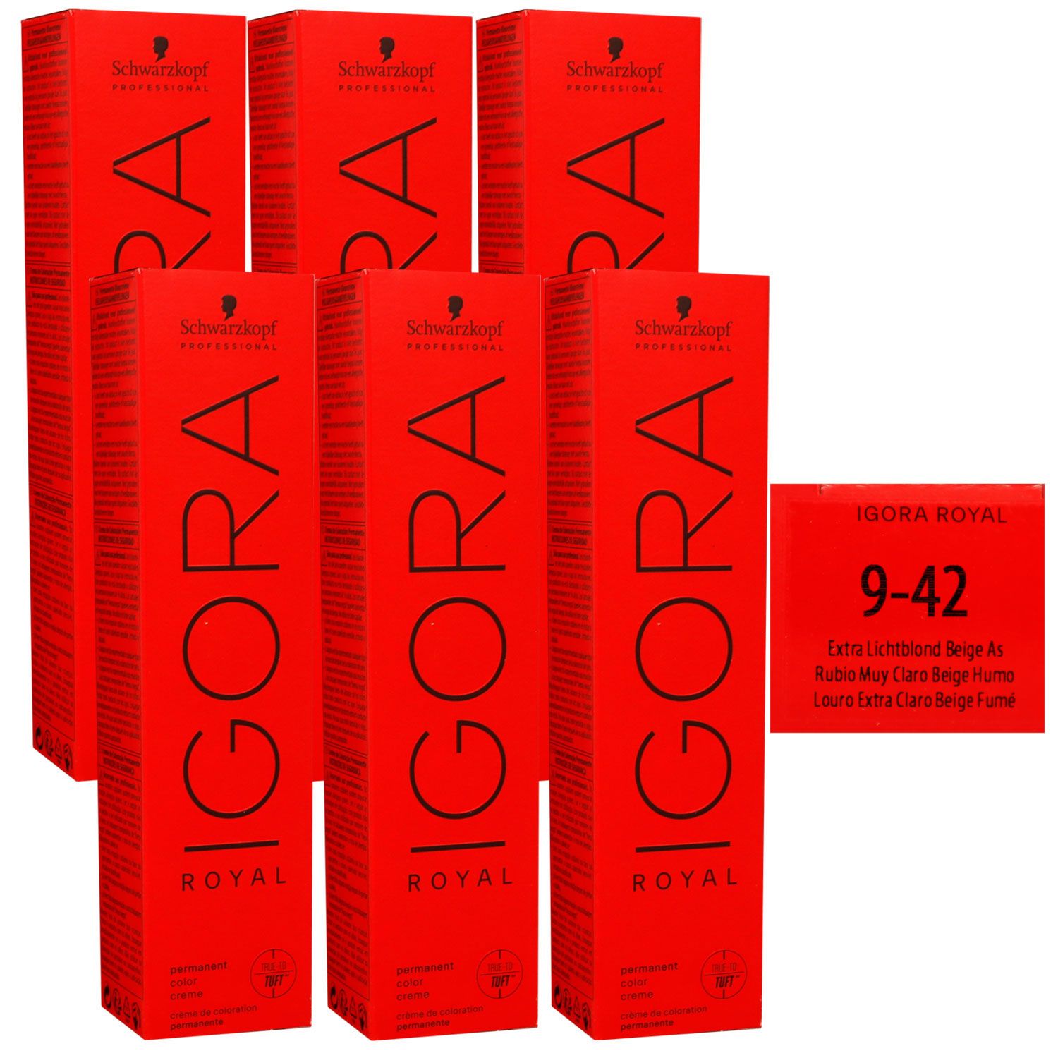 Schwarzkopf Igora Royal 6 x 60 ml 9-42 extra hellblond beige asch Haarfarbe Cremefarbe Set