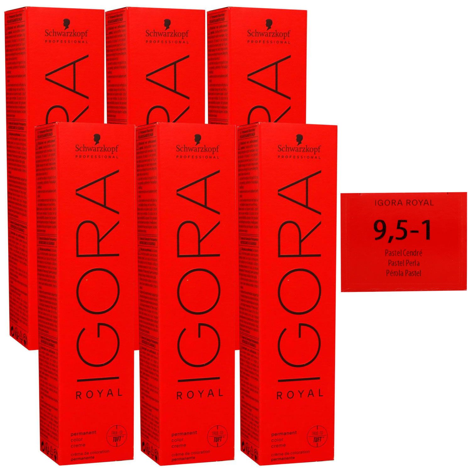 Schwarzkopf Igora Royal 6 x 60 ml 9,5-1 platinblond cendre Haarfarbe Cremefarbe Set