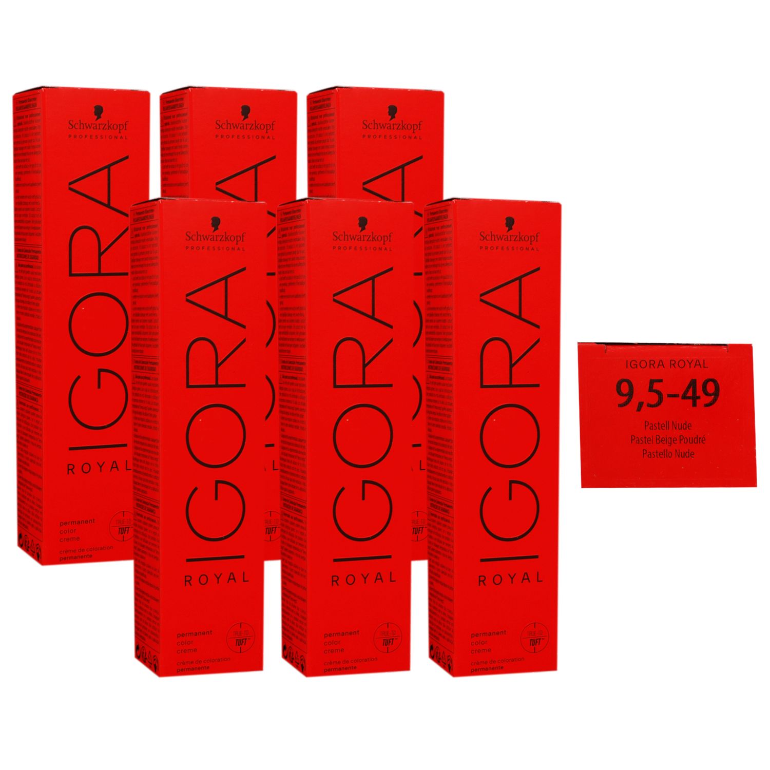 Schwarzkopf Igora Royal 6 x 60 ml 9,5-49 platinblond beige violett Haarfarbe Cremefarbe Set