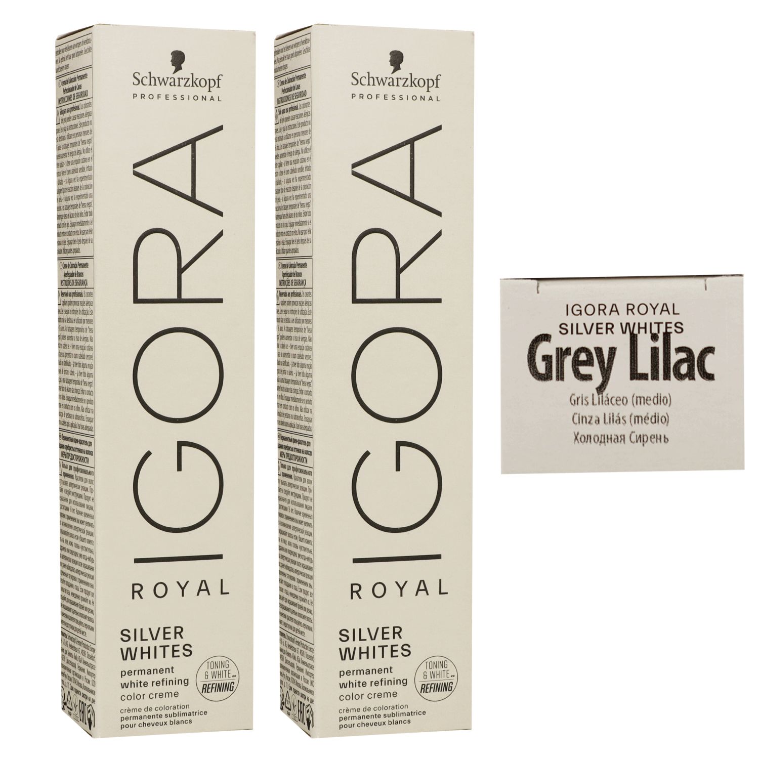 Schwarzkopf Igora Royal Absolutes Silver White 2 x 60 ml Grey Lilac - Grau Lila Set