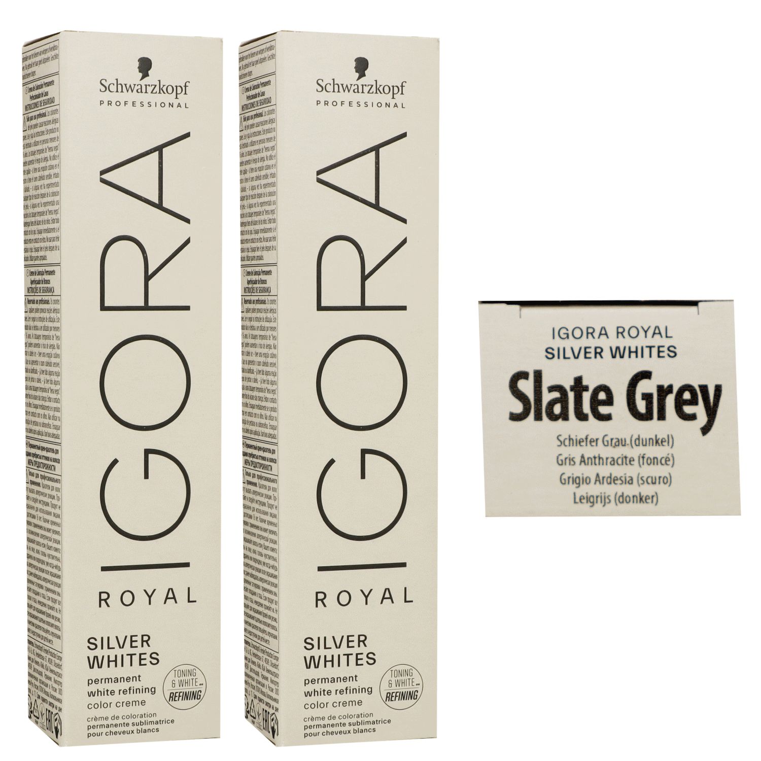 Schwarzkopf Igora Royal Absolutes Silver White 2 x 60 ml Slate Gray - Schiefer Grau Set