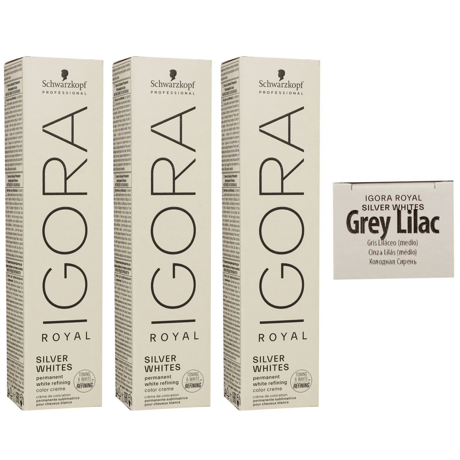 Schwarzkopf Igora Royal Absolutes Silver White 3 x 60 ml Grey Lilac - Grau Lila Set