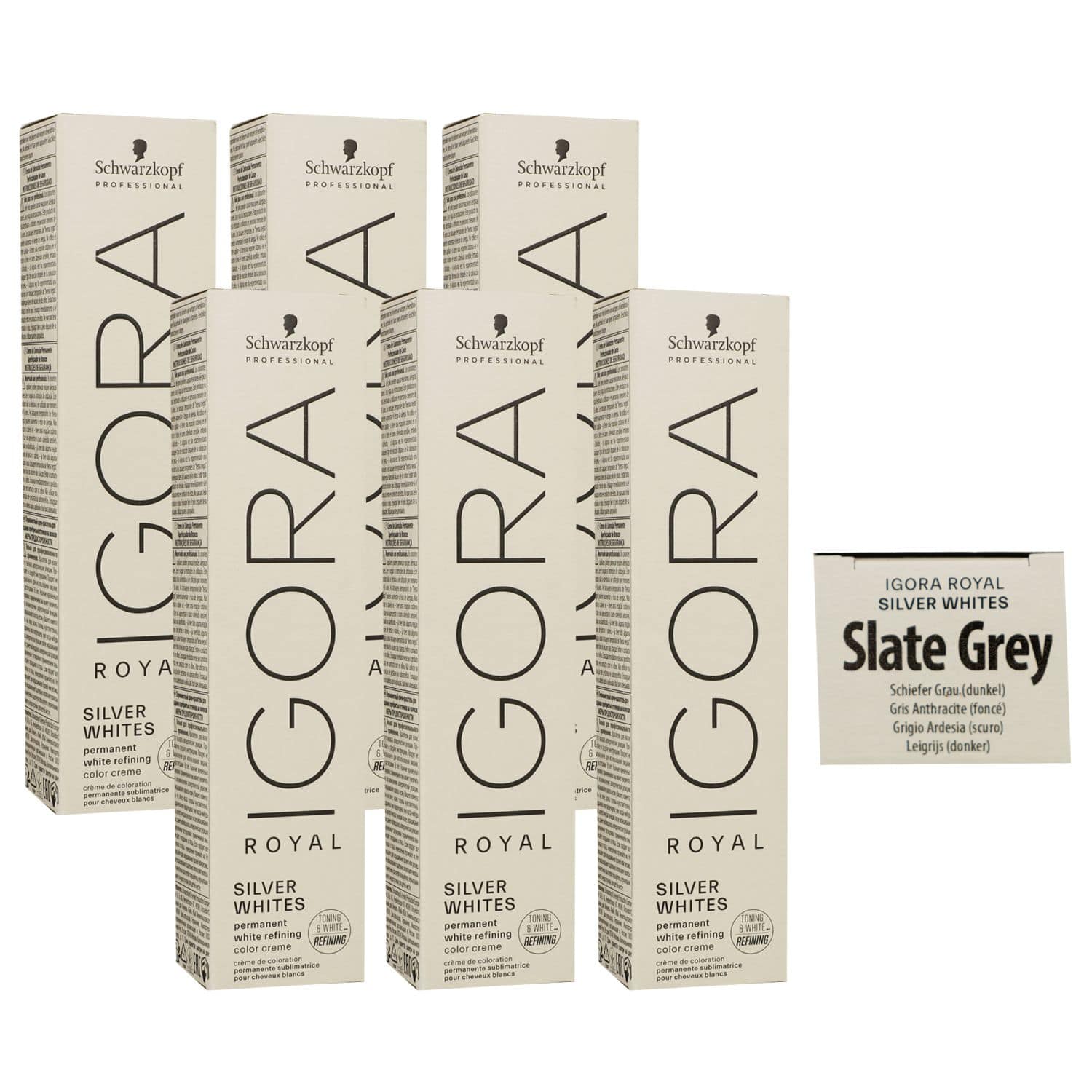 Schwarzkopf Igora Royal Absolutes Silver White 6 x 60 ml Slate Gray - Schiefer Grau Set