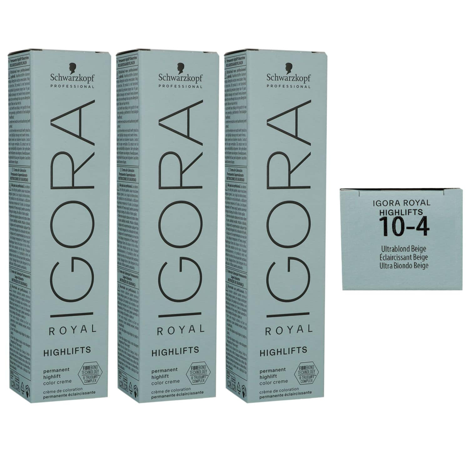 Schwarzkopf Igora Royal Highlifts 3 x 60 ml 10-4 ultrablond beige Set