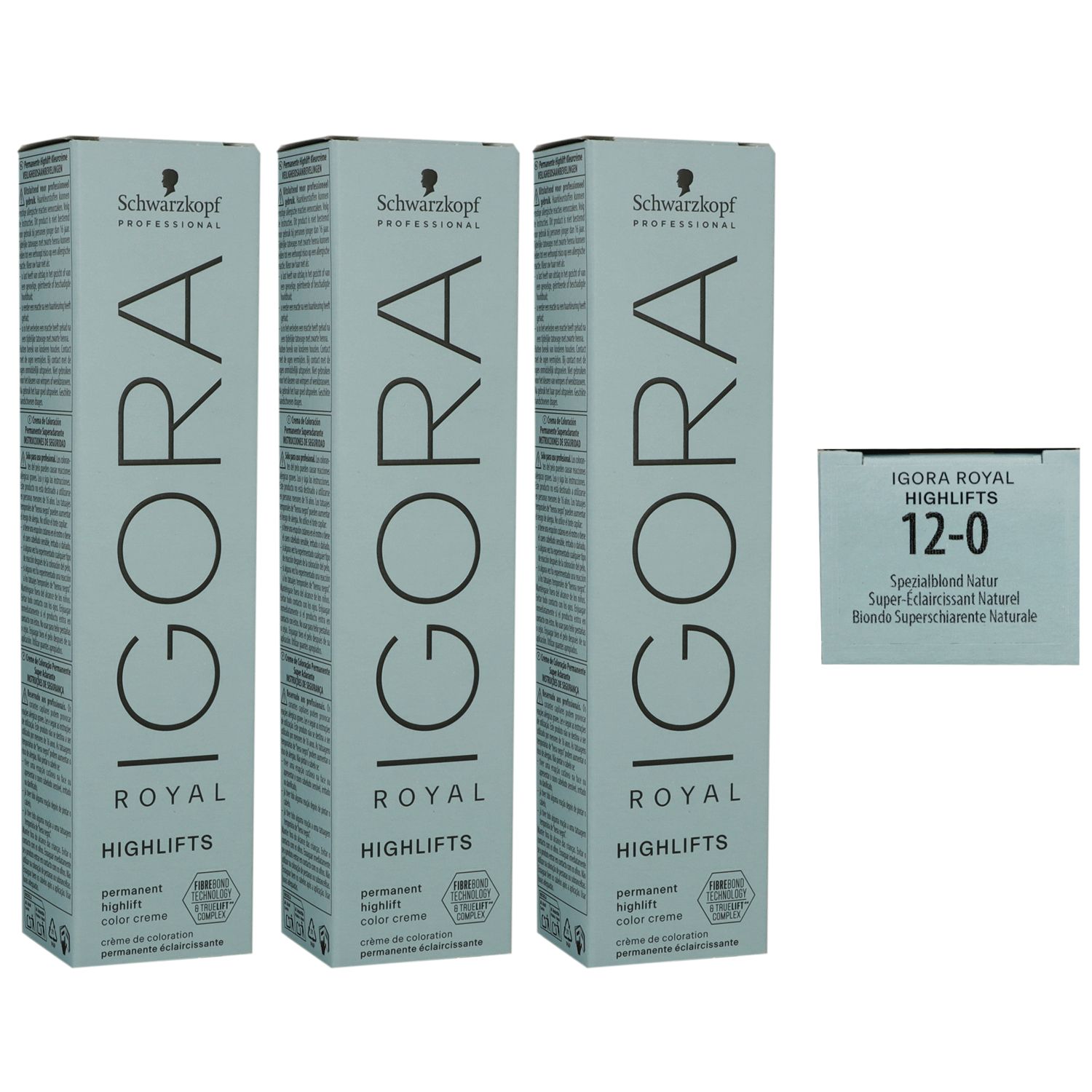 Schwarzkopf Igora Royal Highlifts 3 x 60 ml 12-0 spezialblond natur Set