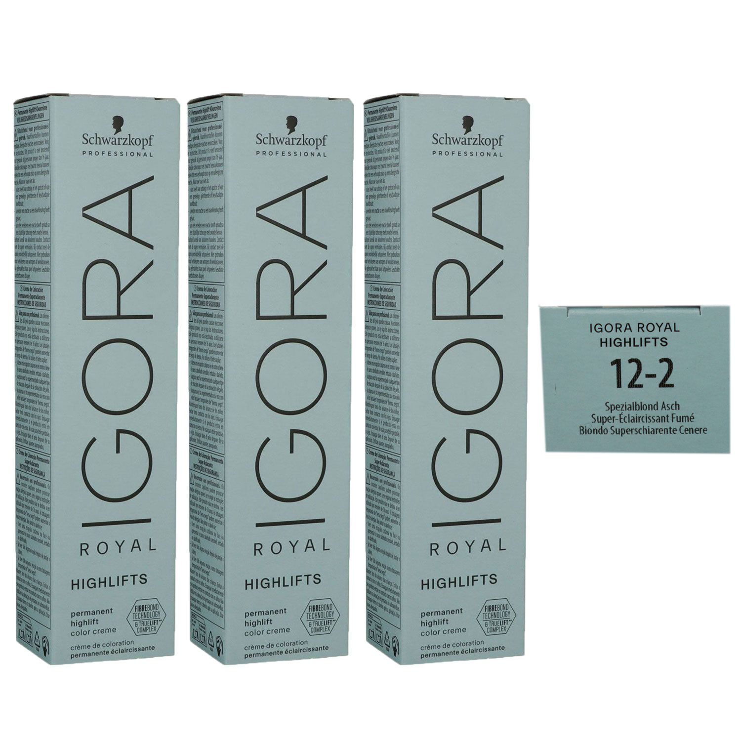 Schwarzkopf Igora Royal Highlifts 3 x 60 ml 12-2 spezialblond asch Set