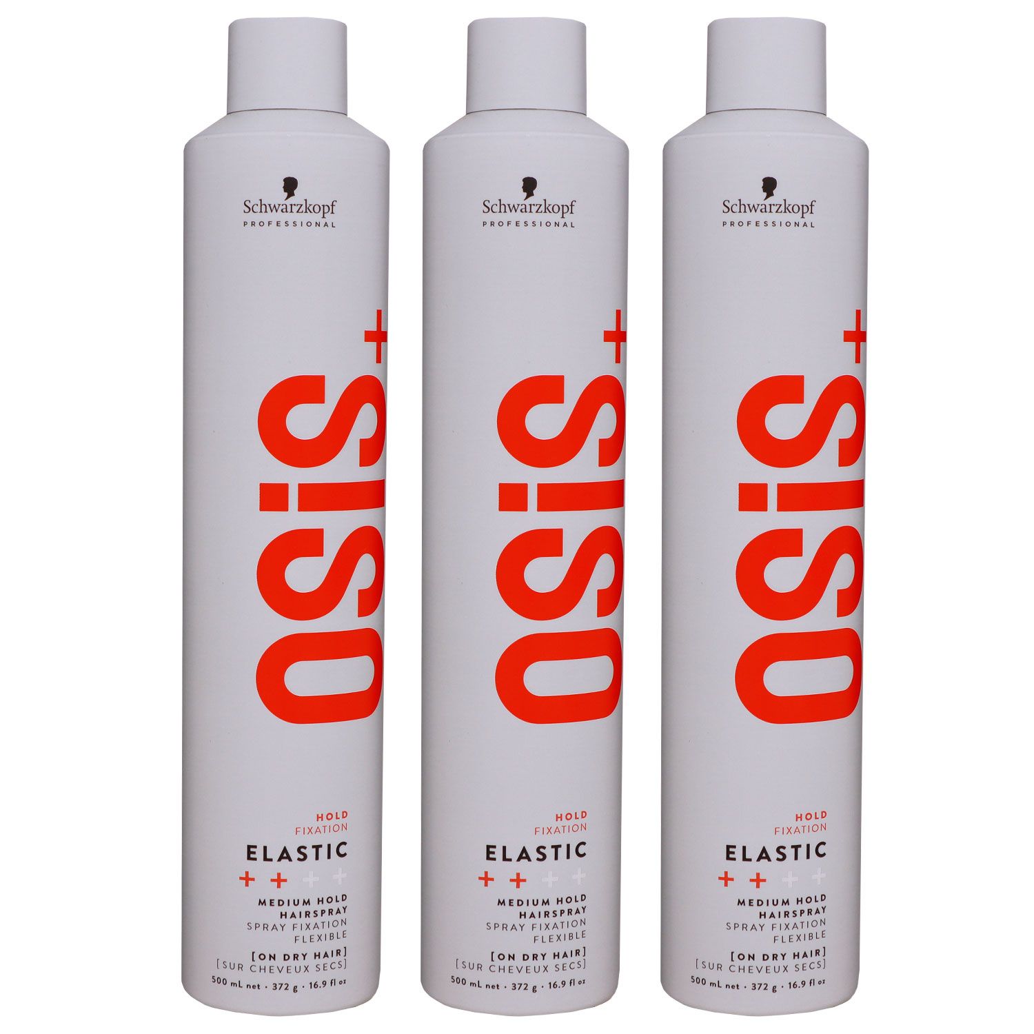 Schwarzkopf Osis Elastic 3 x 500 ml Haarspray mittlerer Halt Set