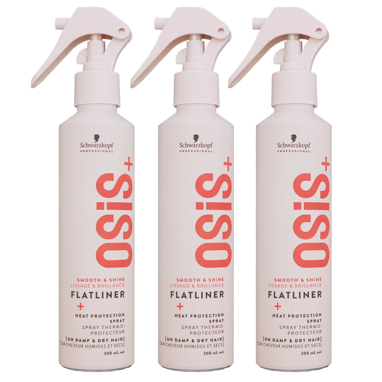 Schwarzkopf Osis Flatliner 3 x 200 ml Hitzeschutzspray Set