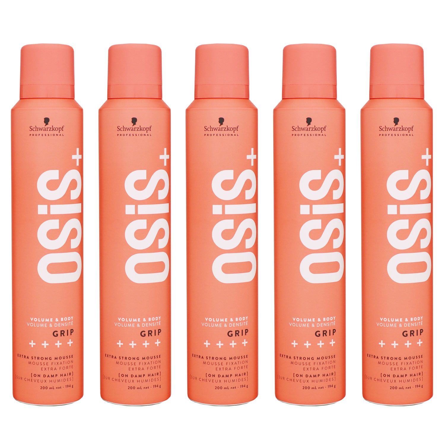 Schwarzkopf Osis Volume & Body Grip 5 x 200 ml Schaumfestiger extra starker Halt Set