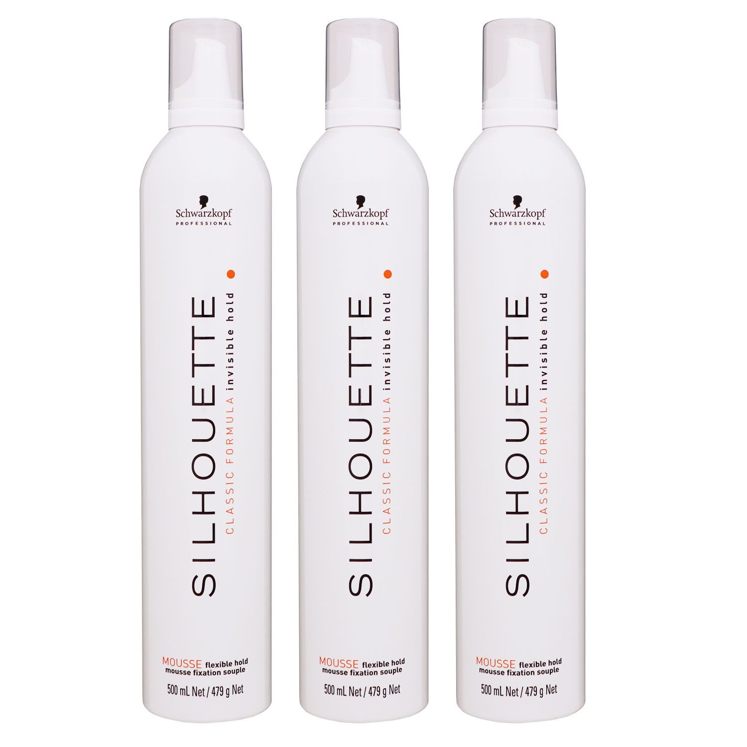 Schwarzkopf Silhouette Classic Formula 3 x 500 ml Mousse Haarschaum flexibler Halt Set
