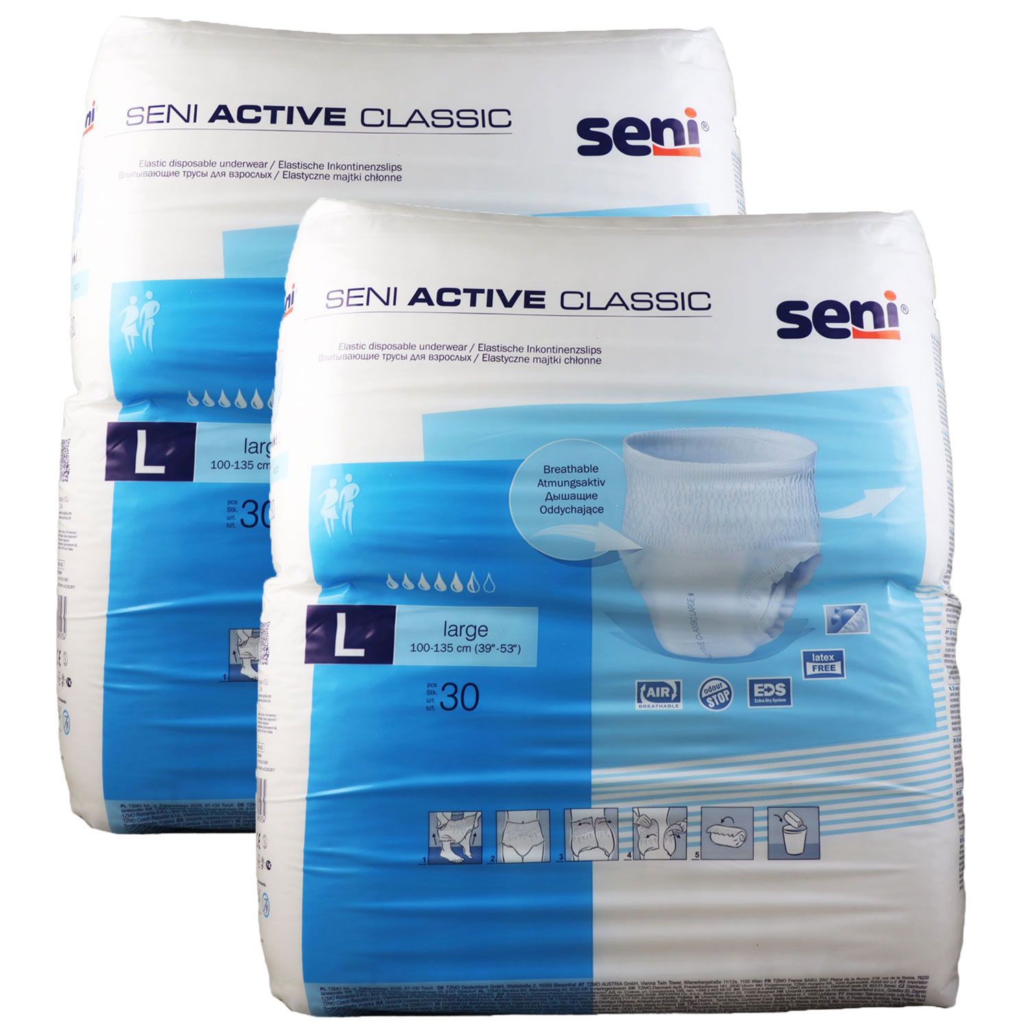Seni Active Classic Inkontinenzslip 2 x 30 St�ck Gr��e L Set