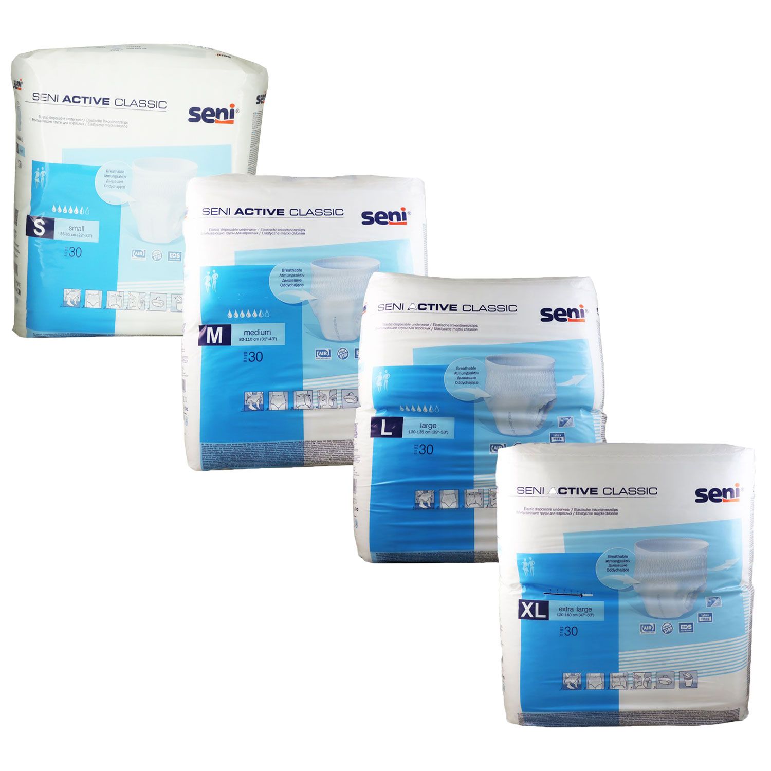 Seni Active Classic Inkontinenzslip 30 St�ck - verschiedene Gr��en S M L XL