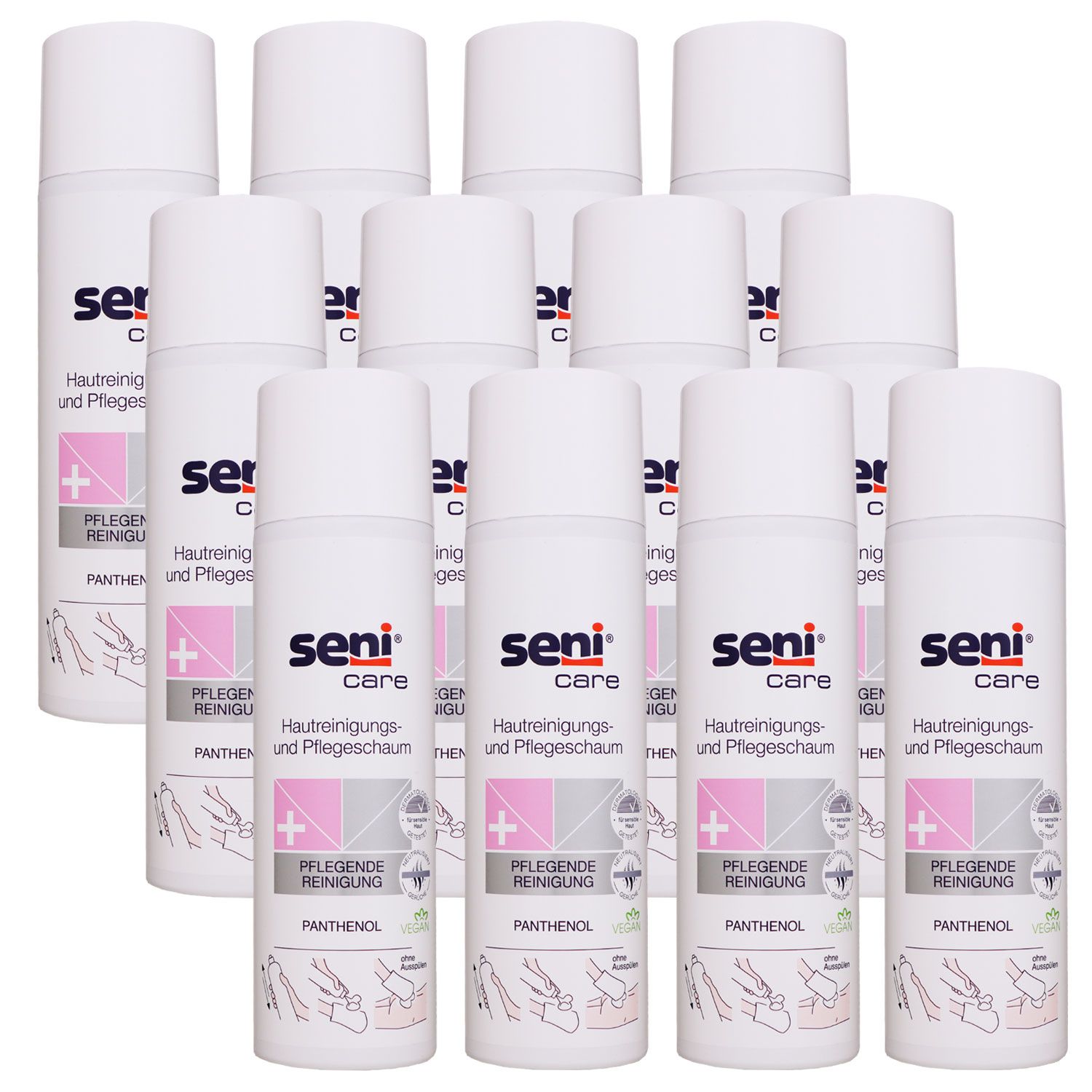 Seni Care Hautreinigungs- und Pflegeschaum 12 x 500 ml Spray Panthenol Set