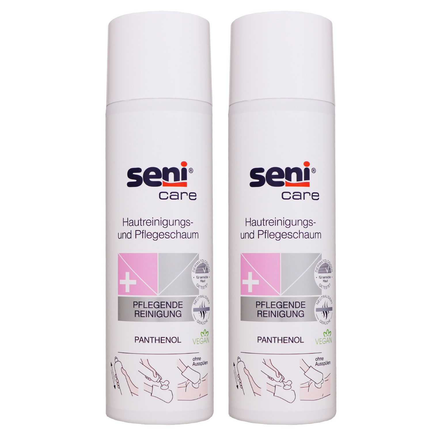 Seni Care Hautreinigungs- und Pflegeschaum 2 x 500 ml Spray Panthenol Set