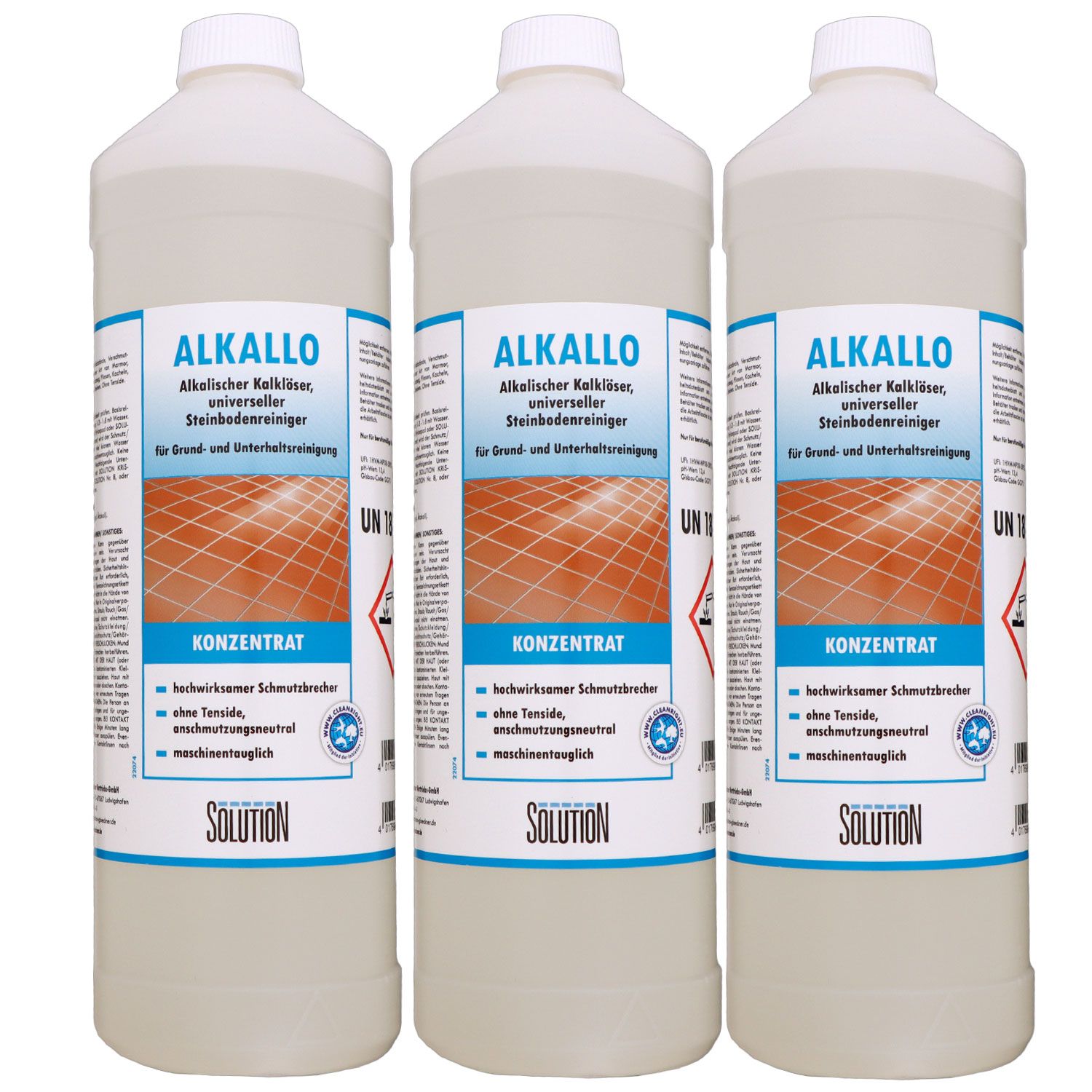 Solution Alkallo 3 x 1 Liter Universeller Steinreiniger Set