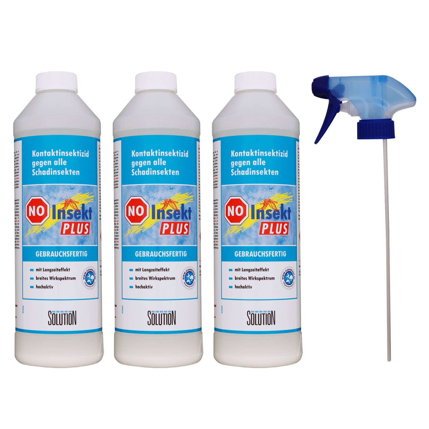 Solution No-Insekt Plus 3 x 500 ml Vertreibungs - Kontaktinsektizid Set