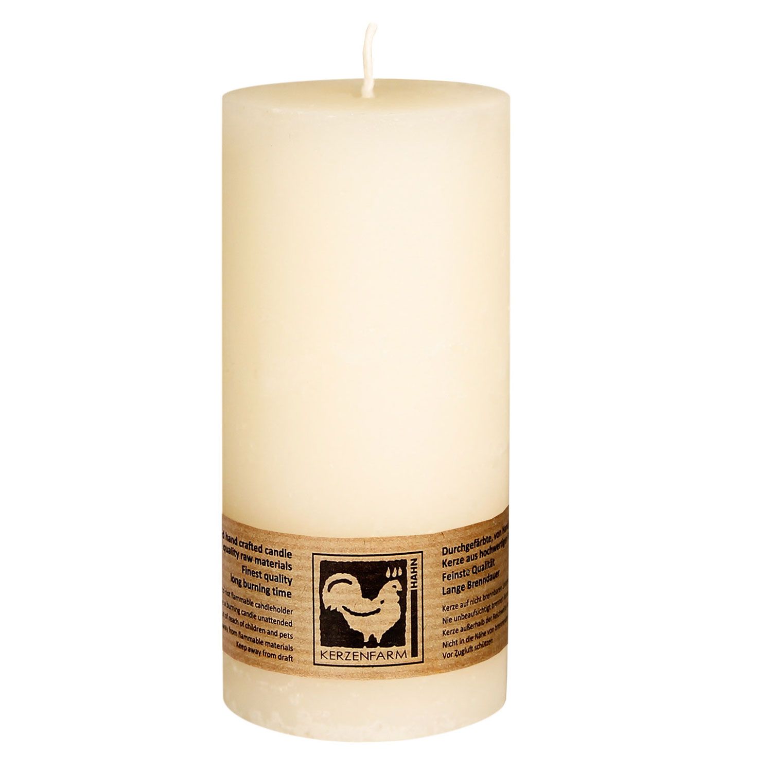 Stumpenkerze Elfenbein Country rund 135 x 65 mm Kerzenfarm Hahn