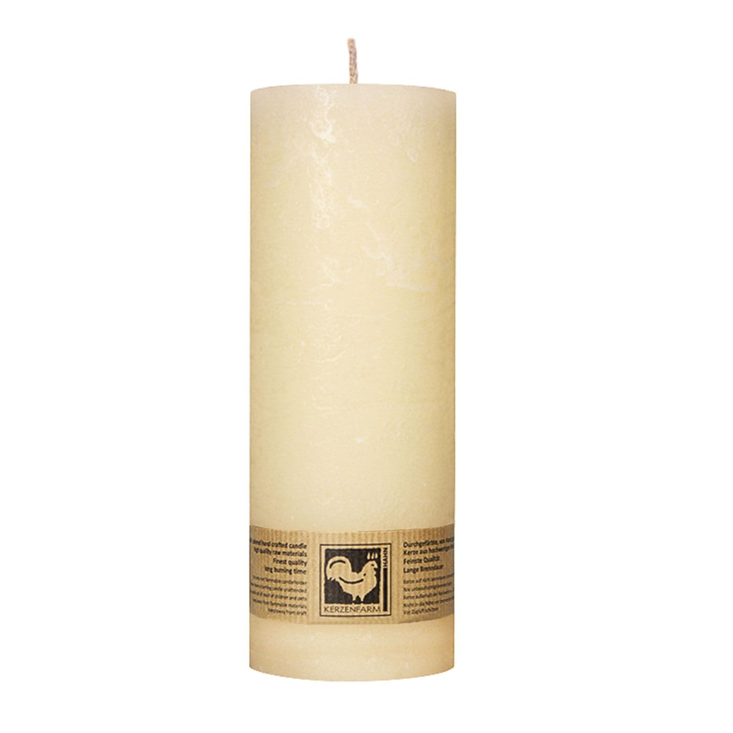 Stumpenkerze Elfenbein Country rund 190 x 70 mm Kerzenfarm Hahn