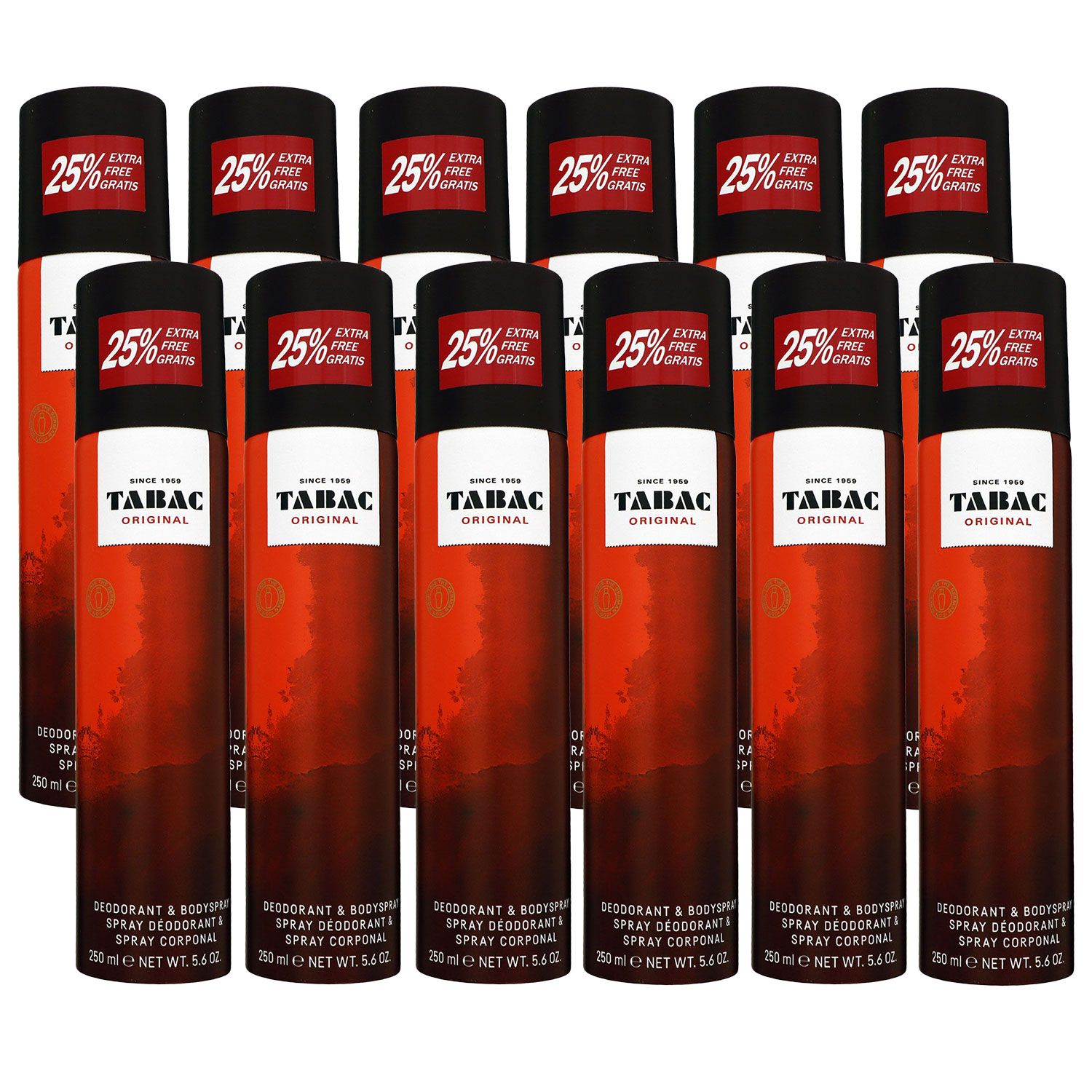 Tabac Original 12 x 250 ml Deo Deodorant Spray Set