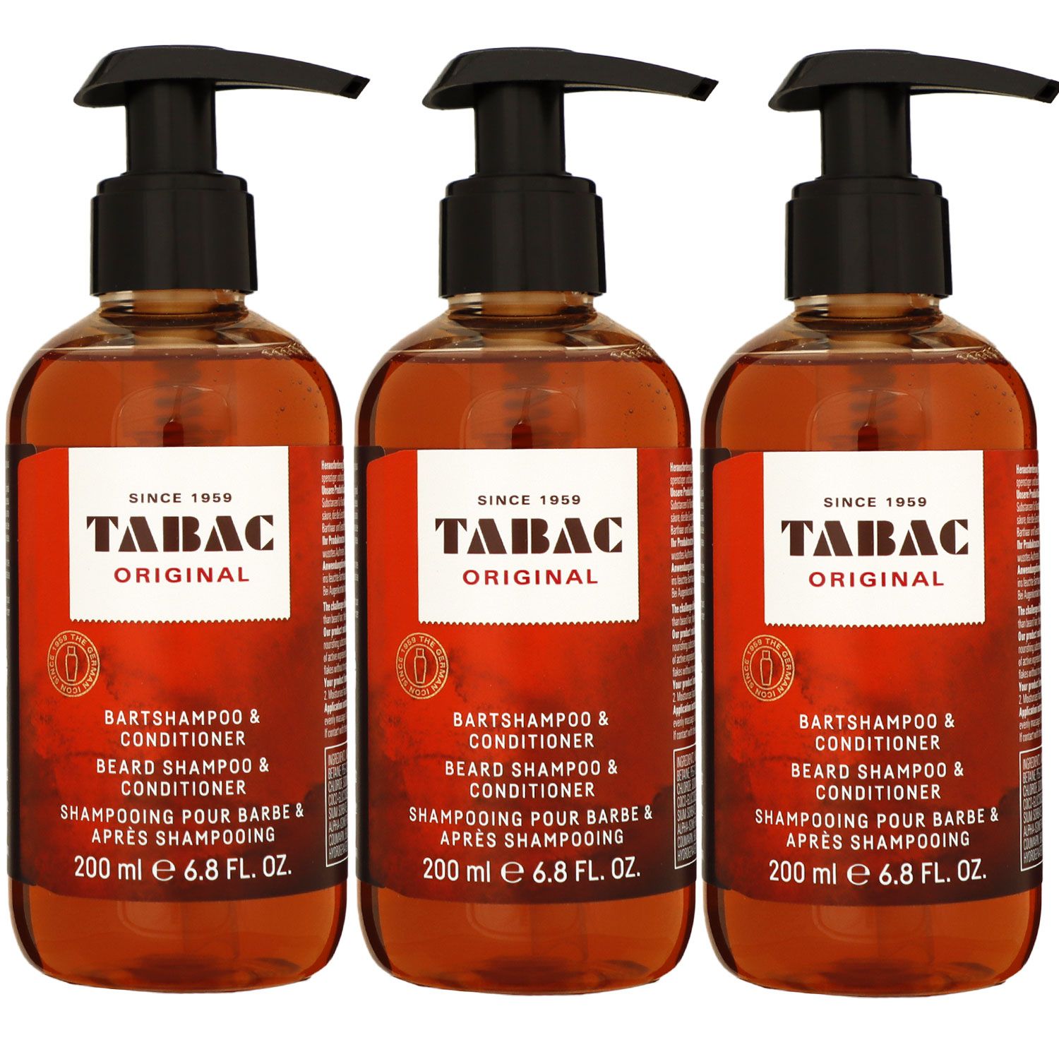 Tabac Original Bartshampoo & Conditioner 3 x 200 ml Bartpflege Set Herren