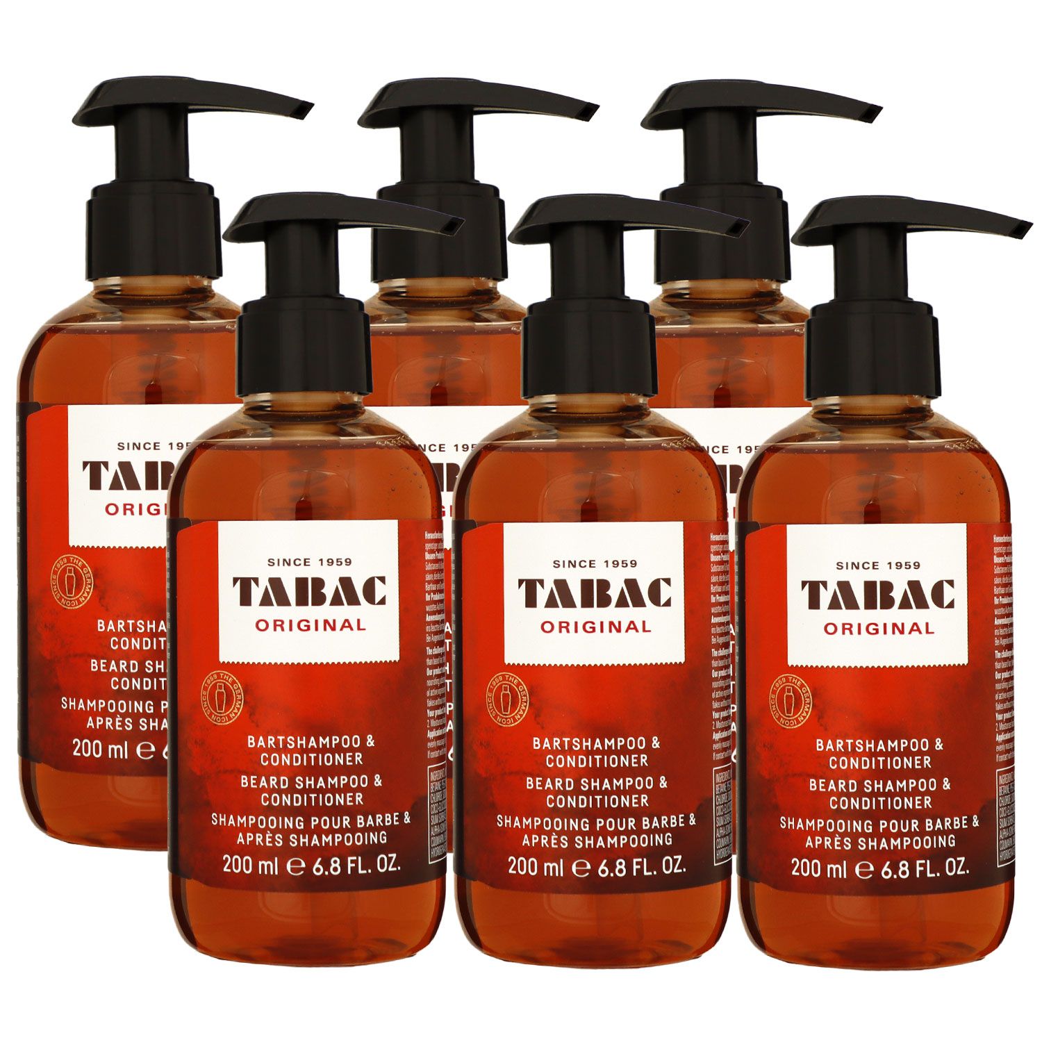 Tabac Original Bartshampoo & Conditioner 6 x 200 ml Bartpflege Set Herren