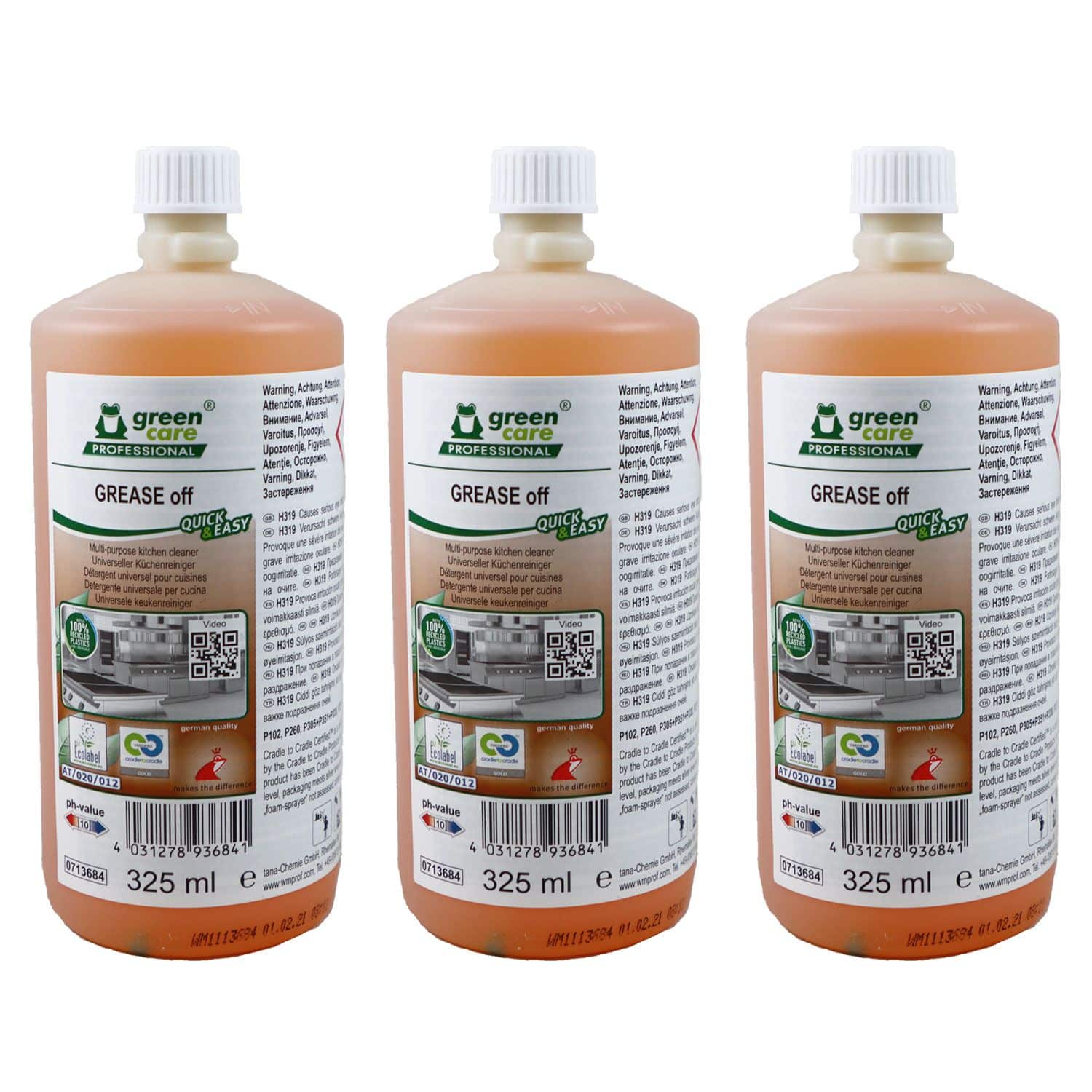 Tana Green Care GREASE off Quick & Easy 3 x 325ml Universeller K�chenreiniger