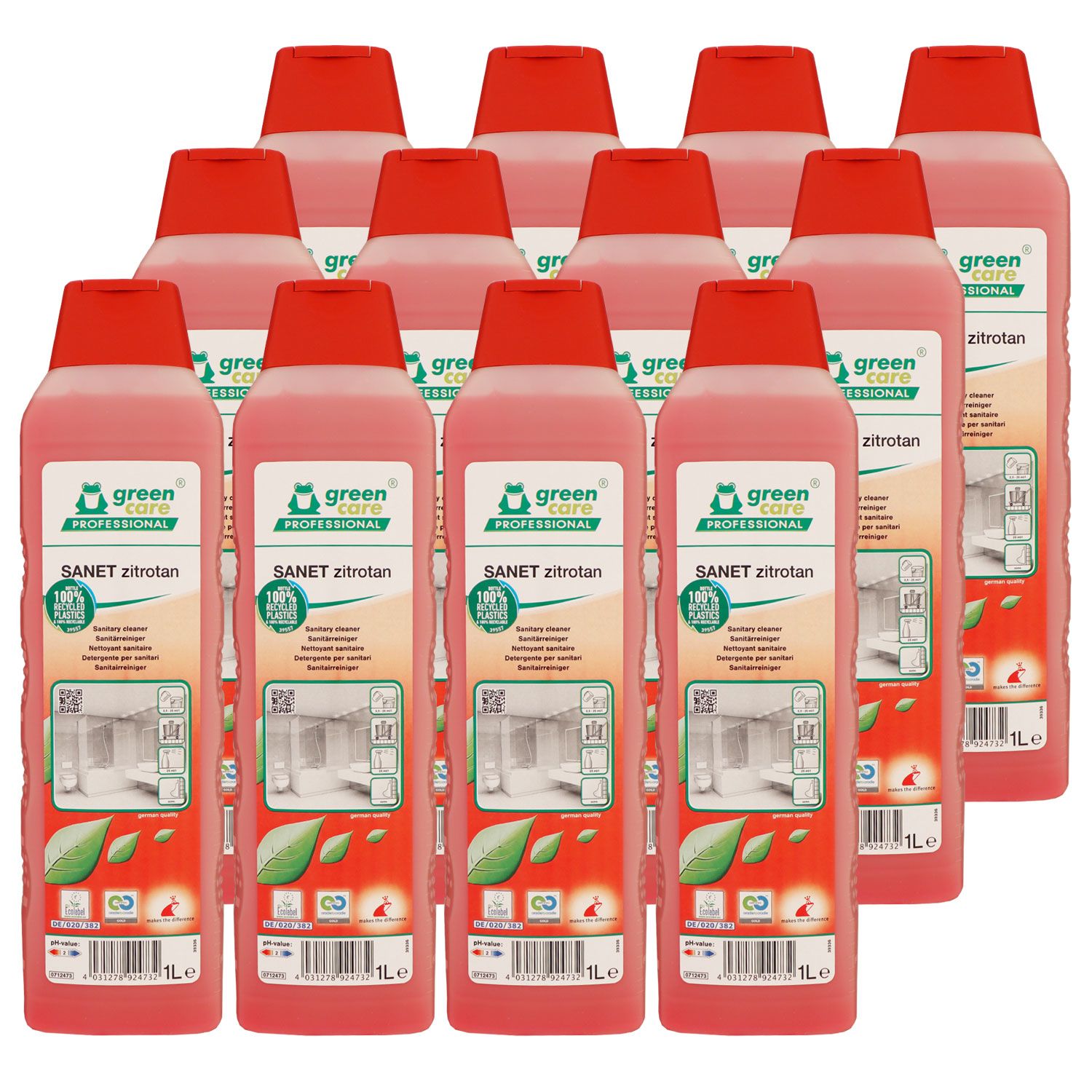 Tana Green Care SANET Zitrotan 12 x 1 Liter Saurer Sanit�rreiniger Set