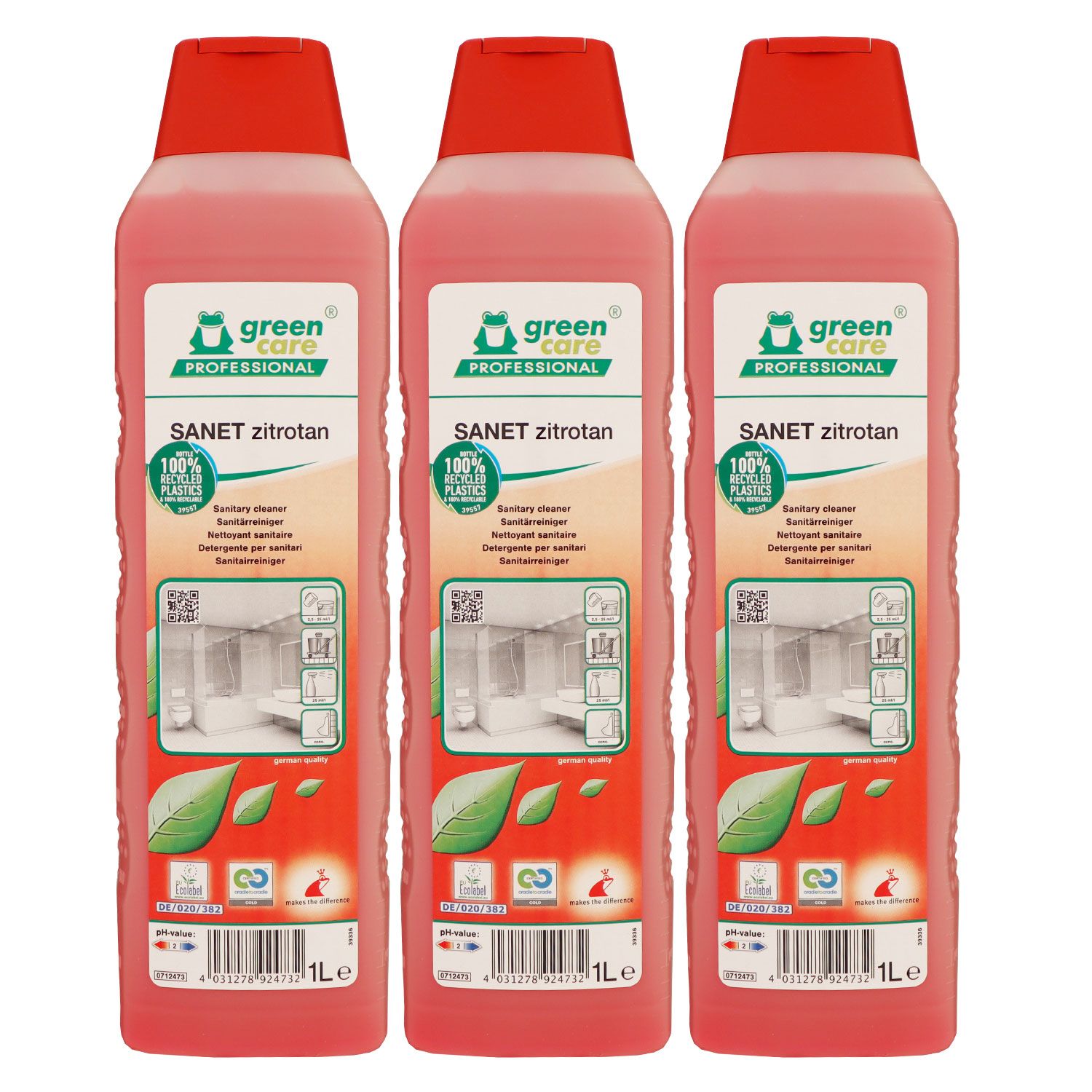 Tana Green Care SANET Zitrotan 3 x 1 Liter Saurer Sanit�rreiniger Set