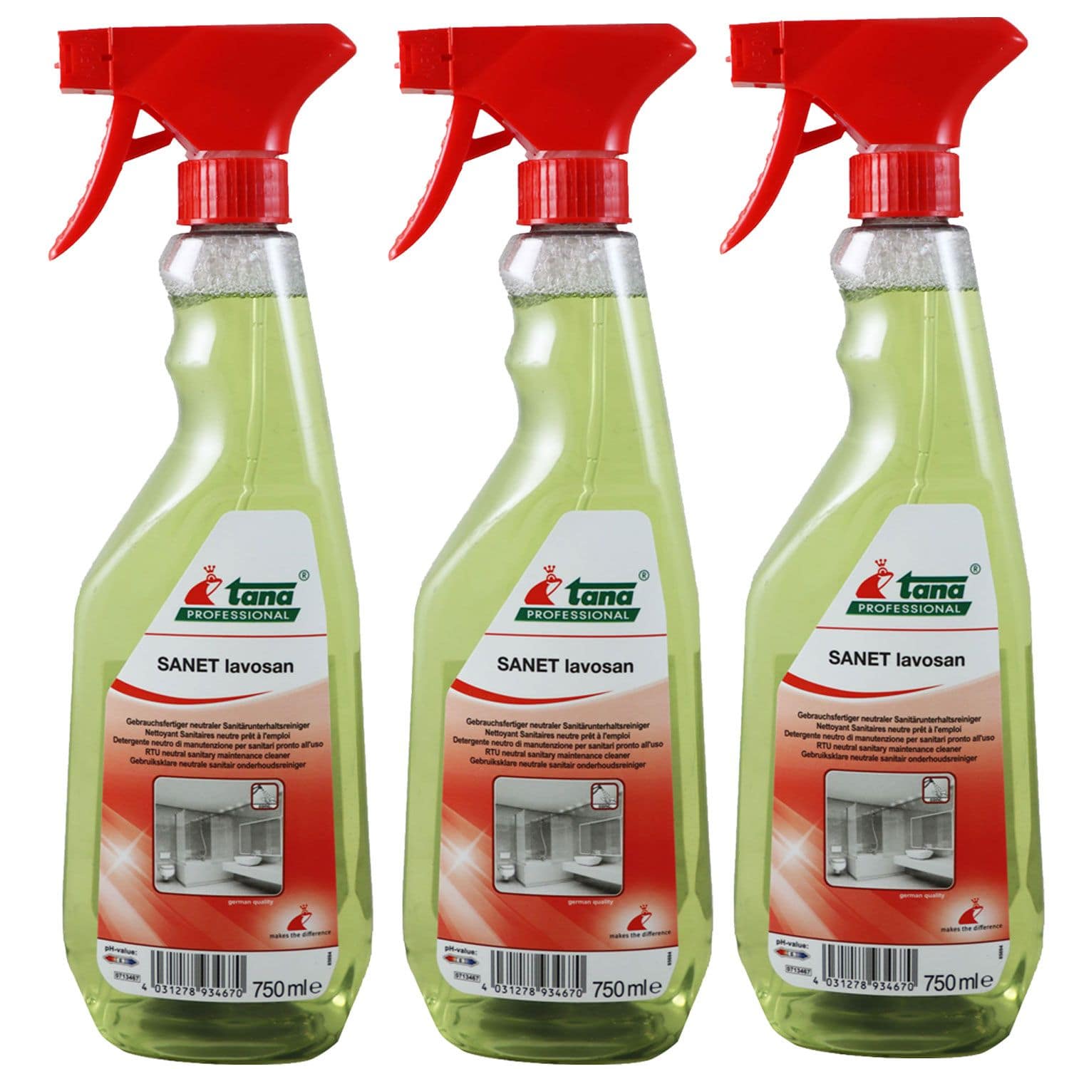 Tana SANET lavosan 3 x 750ml Gebrauchsfertiger neutraler Sanit�runterhaltsreiniger