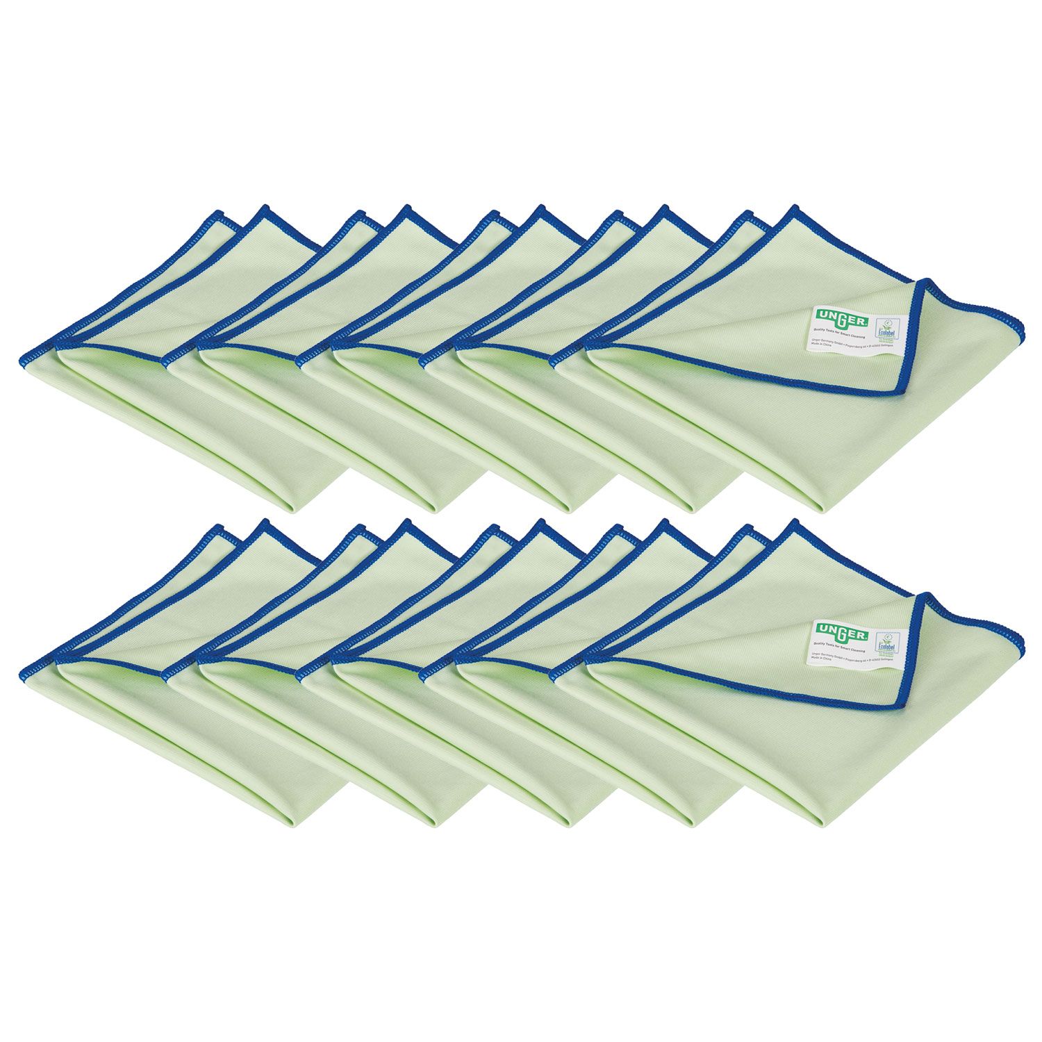 Unger Green Label 10 x Mikrofaser Glastuch gr�n Glas und Fensterreinigung GTMC4 40 x 40 cm