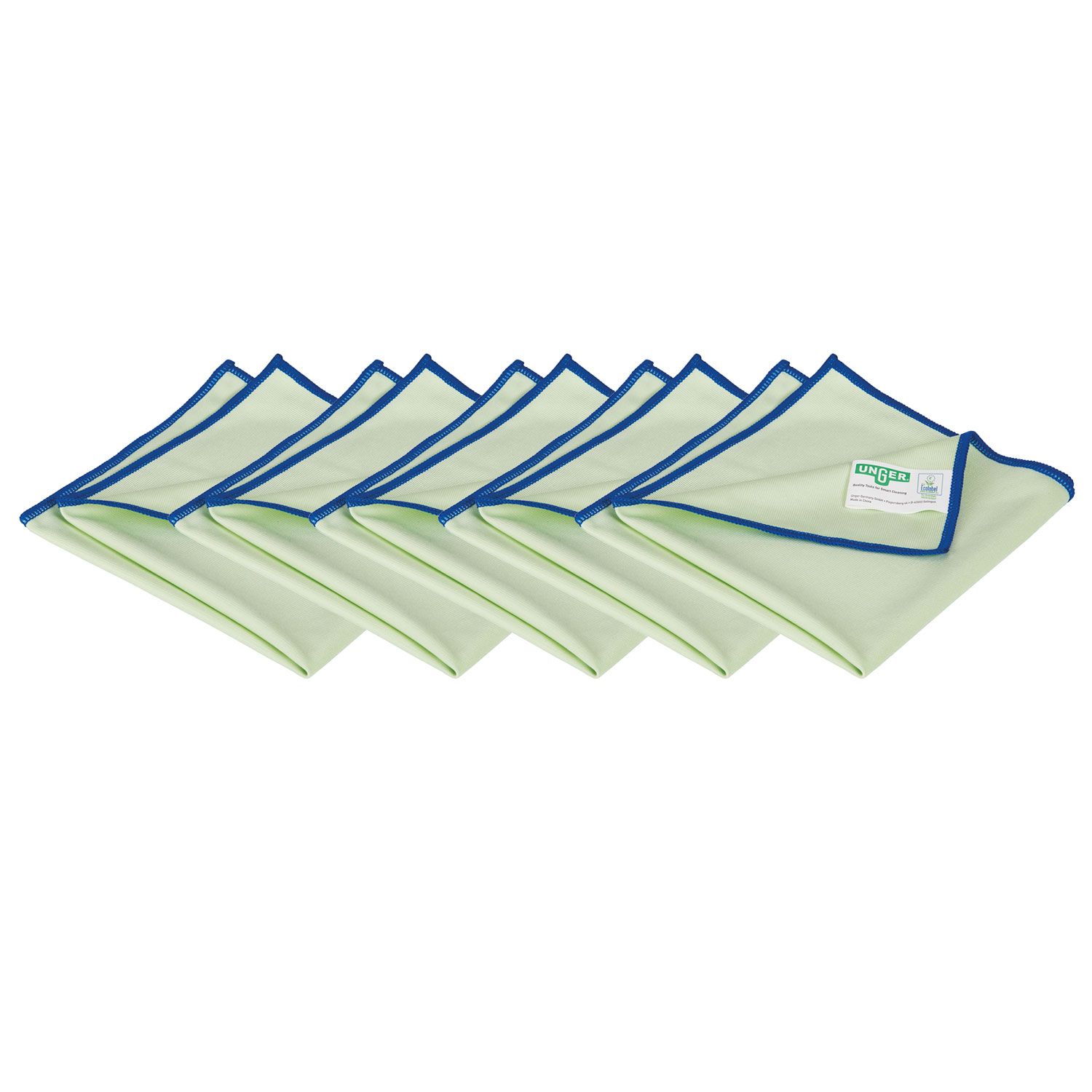 Unger Green Label 5 x Mikrofaser Glastuch gr�n Glas und Fensterreinigung GTMC6 60 x 80 cm