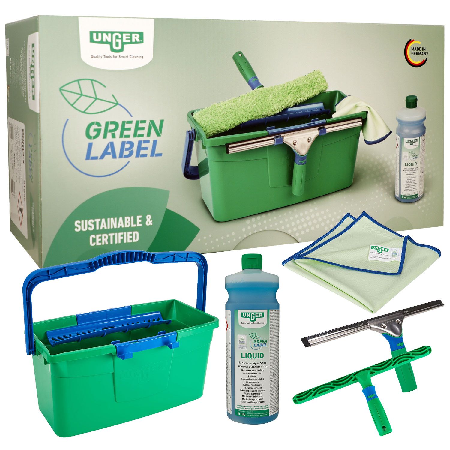 Unger GreenLabel Glasreinigungsset GTK35 5 in 1 Fensterreinigungs-Set