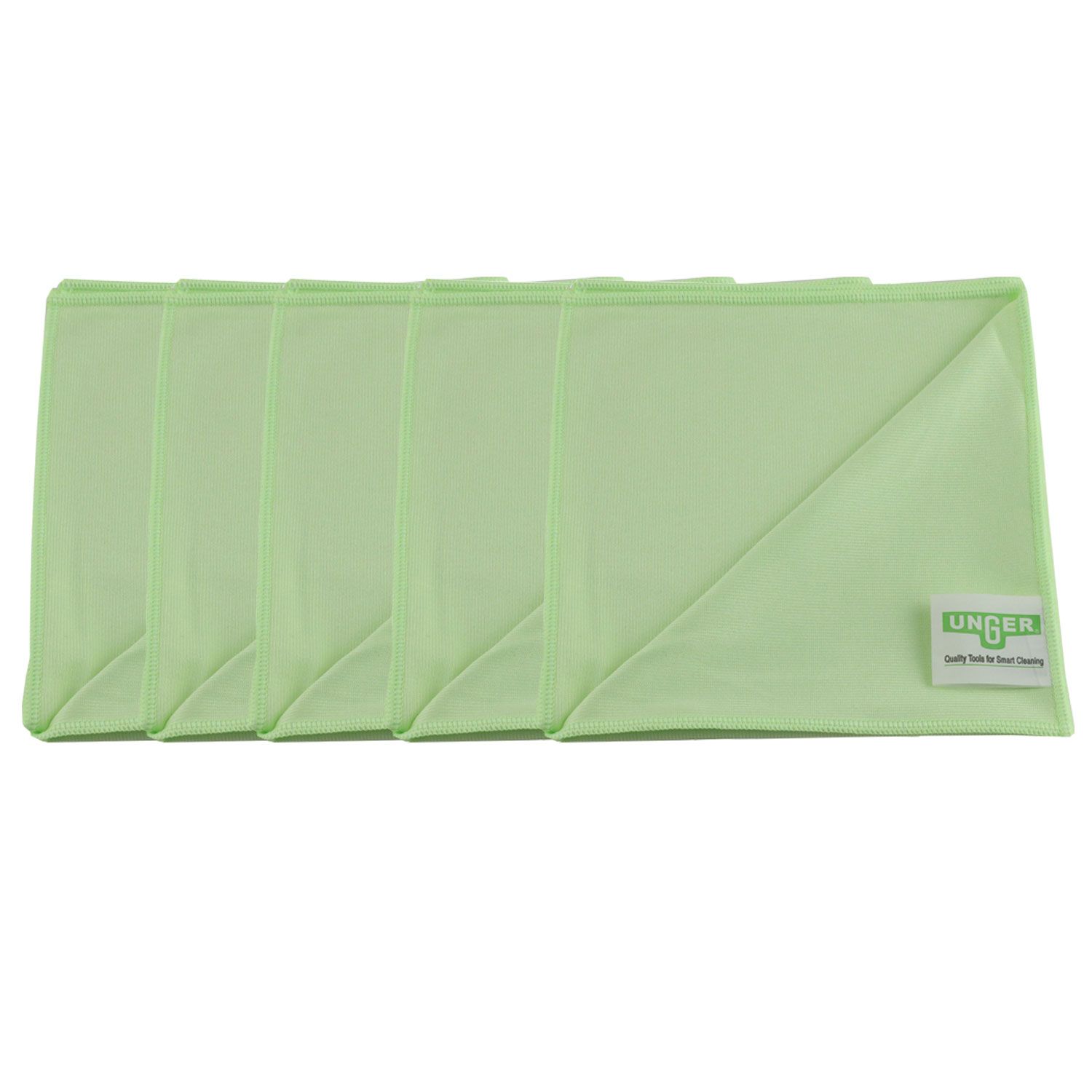 Unger MicroWipe 5 x gr�n Microfasertuch Glas und Fensterreinigung 40 x 40 cm