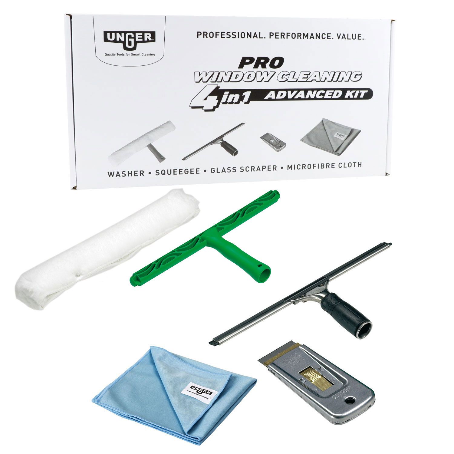 Unger Pro Glasreinigungsset AKG14 4 in 1 Fensterwischset