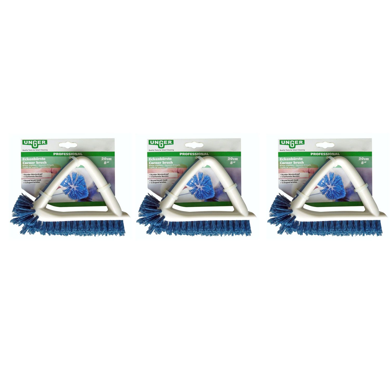 Unger Professional Eckenb�rste 3 x 20 cm Runder B�rstenkopf Zwei Komponentengriff