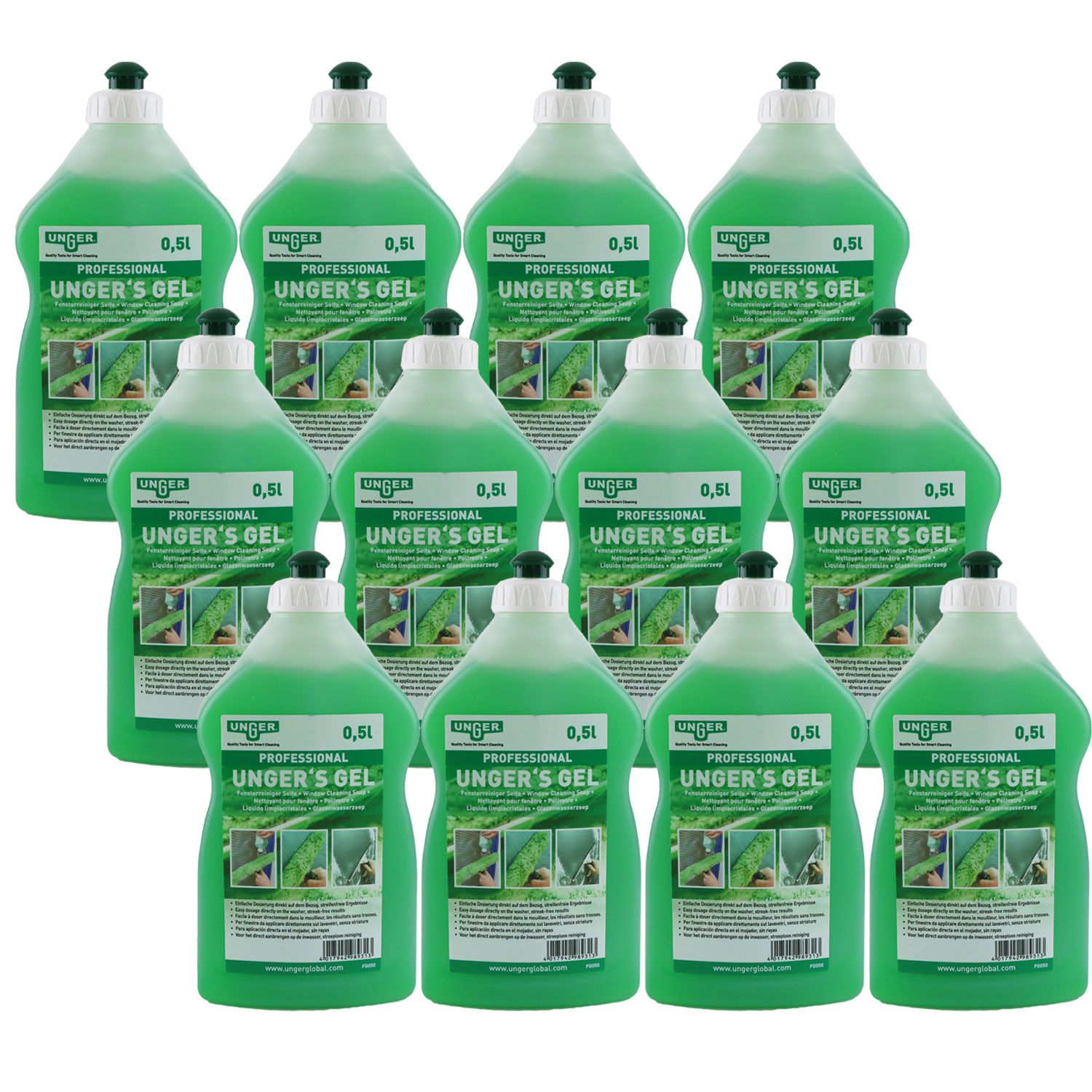 Unger's Gel FG050 12 x 500 ml Fensterreiniger Seife Professional Set