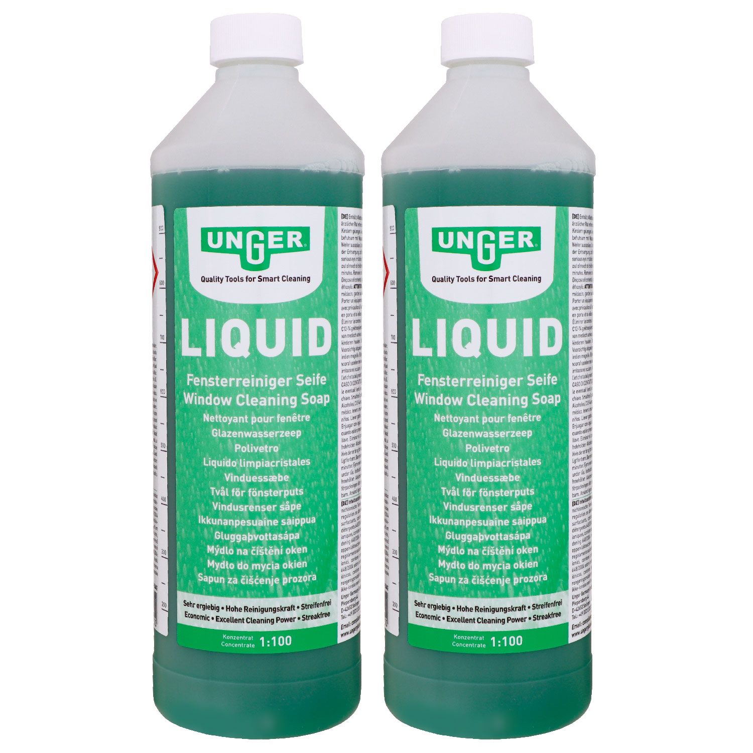 Unger's Liquid FR100 2 x 1 Liter Fensterreiniger Seife Professional Set