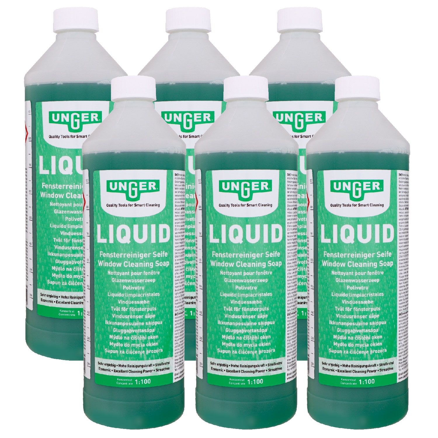 Unger's Liquid FR100 6 x 1 Liter Fensterreiniger Seife Professional Set