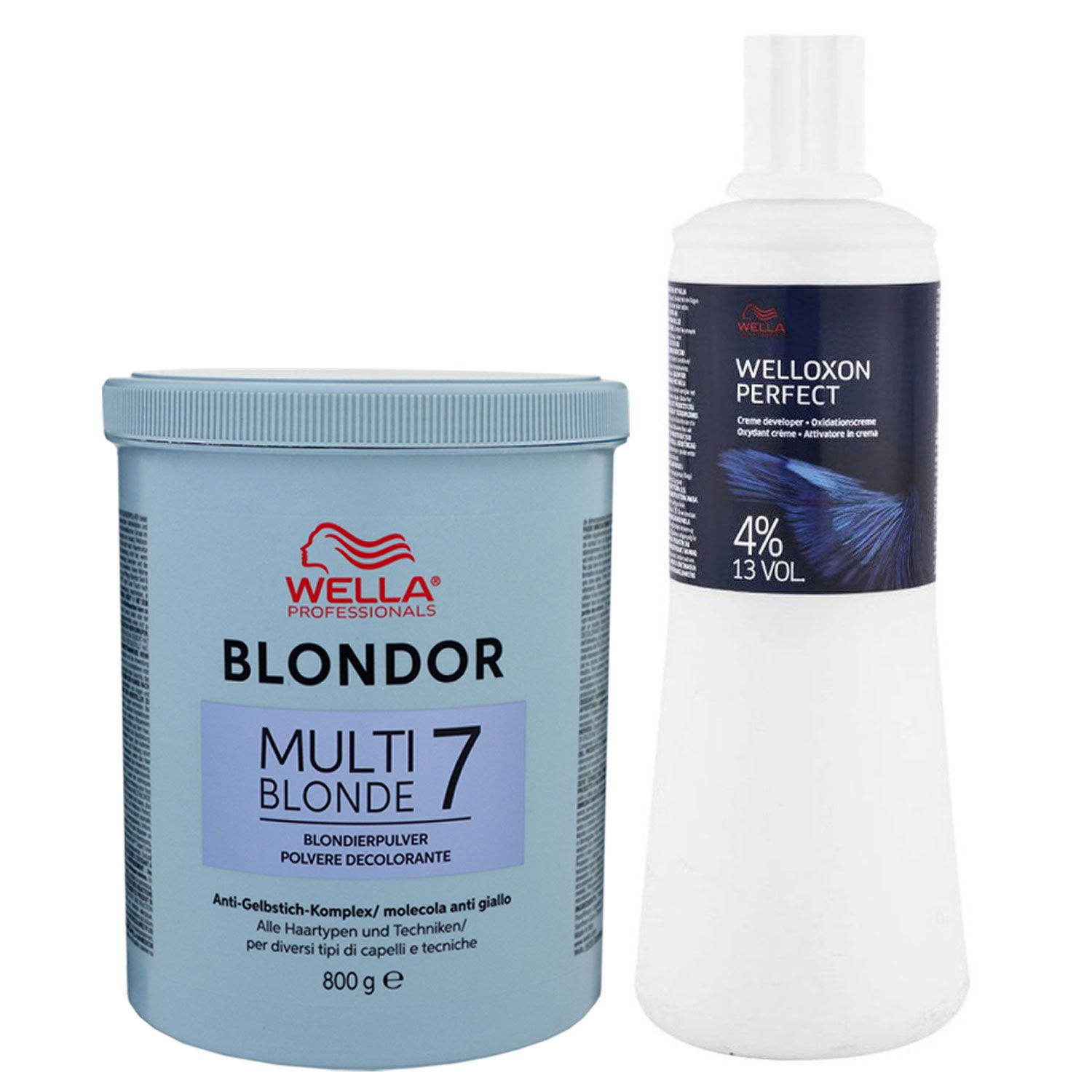 Wella Blondor 800 g Pulver & Welloxon Perfect 4% 1000 ml Entwickler Set