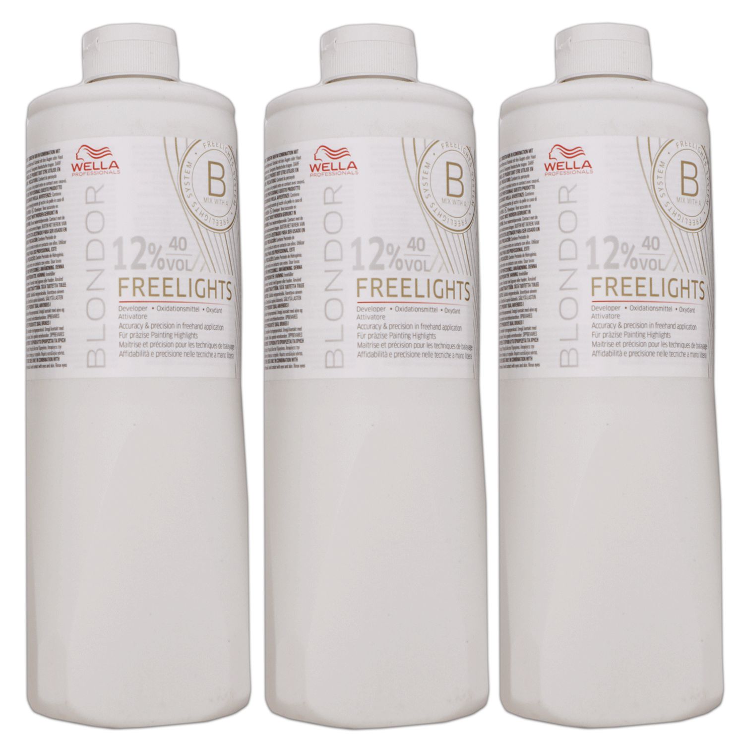 Wella Blondor Freelights 12 % 3 x 1000 ml Entwickler Set