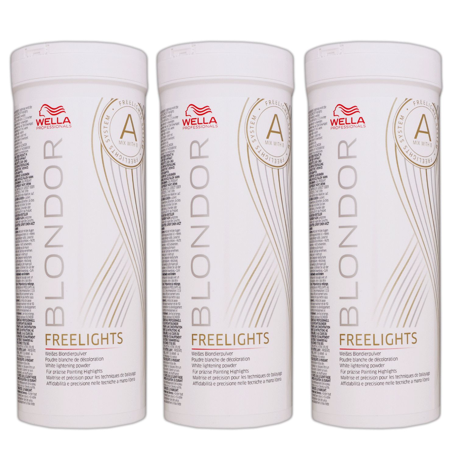 Wella Blondor Freelights 3 x 400 g wei�es Blondierpulver Set
