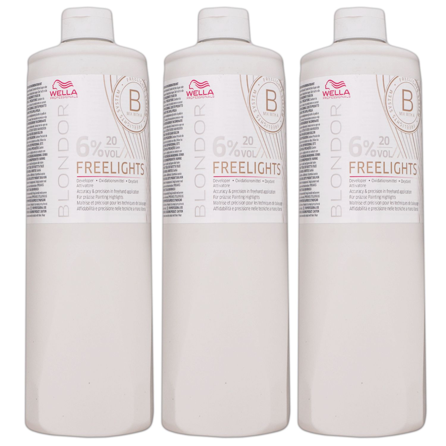 Wella Blondor Freelights 6 % 3 x 1000 ml Entwickler Set