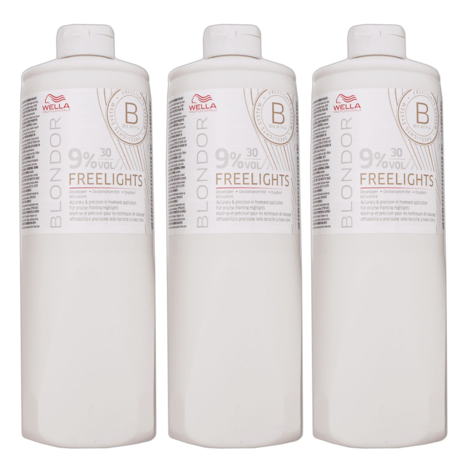 Wella Blondor Freelights 9 % 3 x 1000 ml Entwickler Set