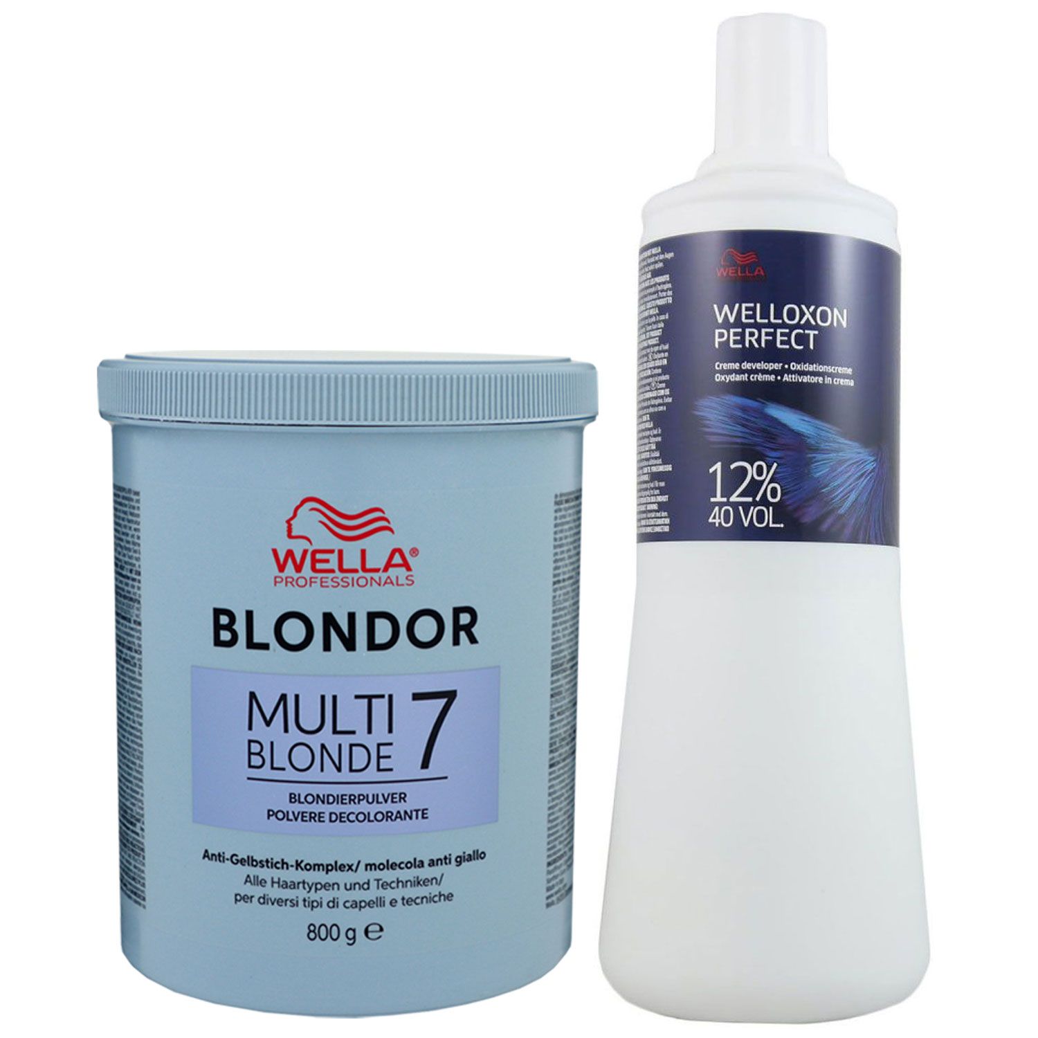 Wella Blondor Multi Blonde Powder 800 g Pulver & Welloxon Perfect 12% 1000 ml Set